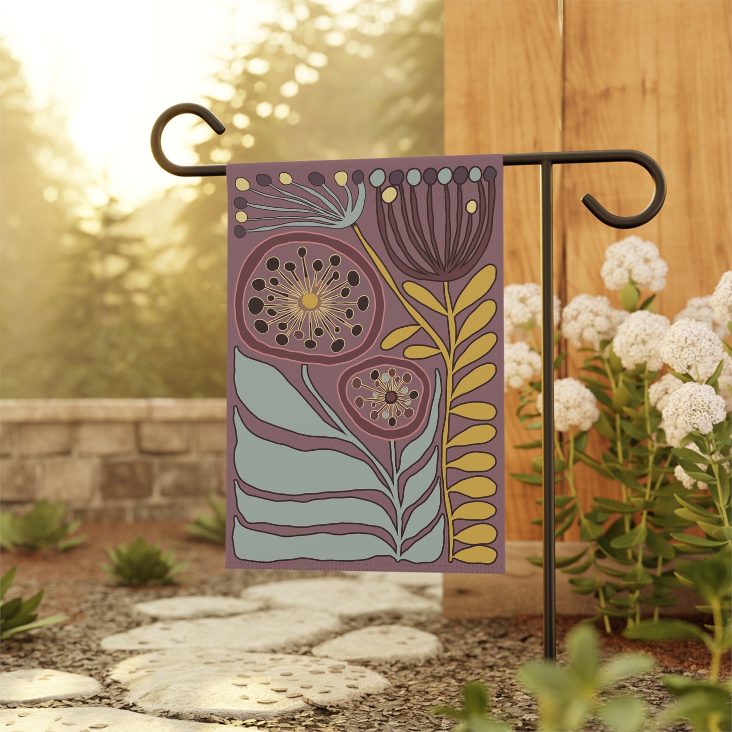 Modern Botanical House Banner,Modern Scandi Garden House Flag, Scandinavian Flower Market Gardener. Spring Yard Decor to Bring Some Elegant Aesthetic into the Home
