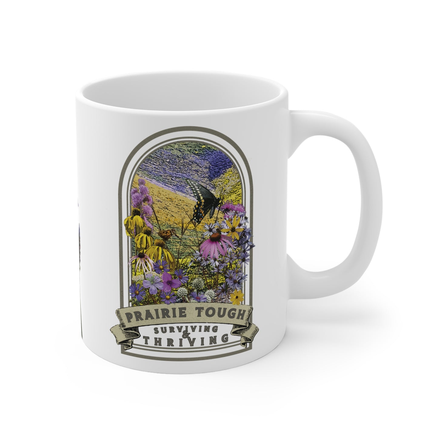 Prairie Tough Native Plant Mug 11oz, Support the Environment with Native Plants. Celebrate Your Garden's Natural Strength.
