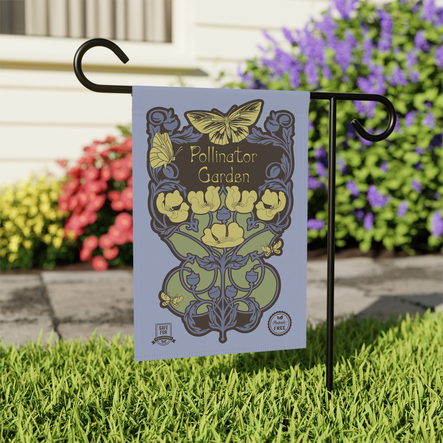 Pollinator Garden Flag House Banner, gardener gift, conservation, healthy yard message to protect our pollinators!