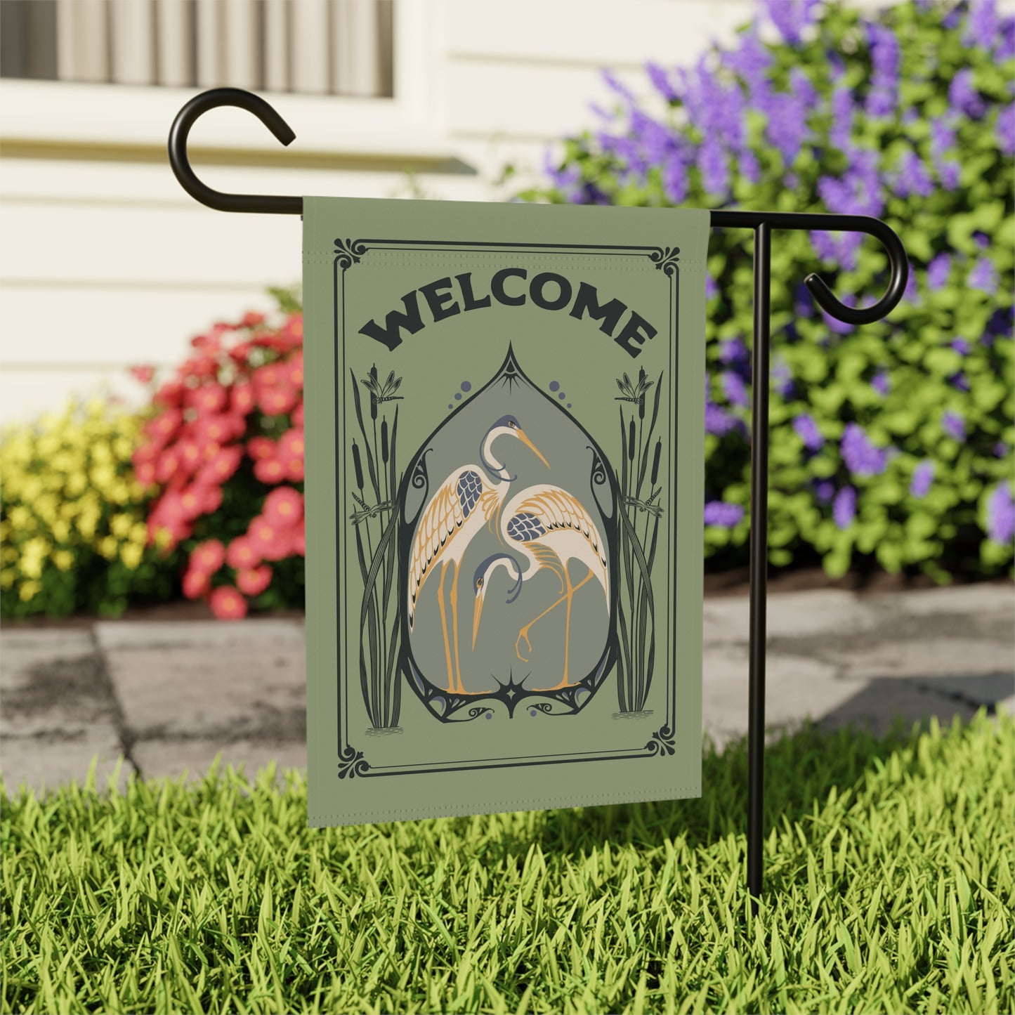 Welcome Flag House Banner, Earth Positivity Garden Message for Conservation of Birds, Bees, Butterflies, and Native Ecosystems