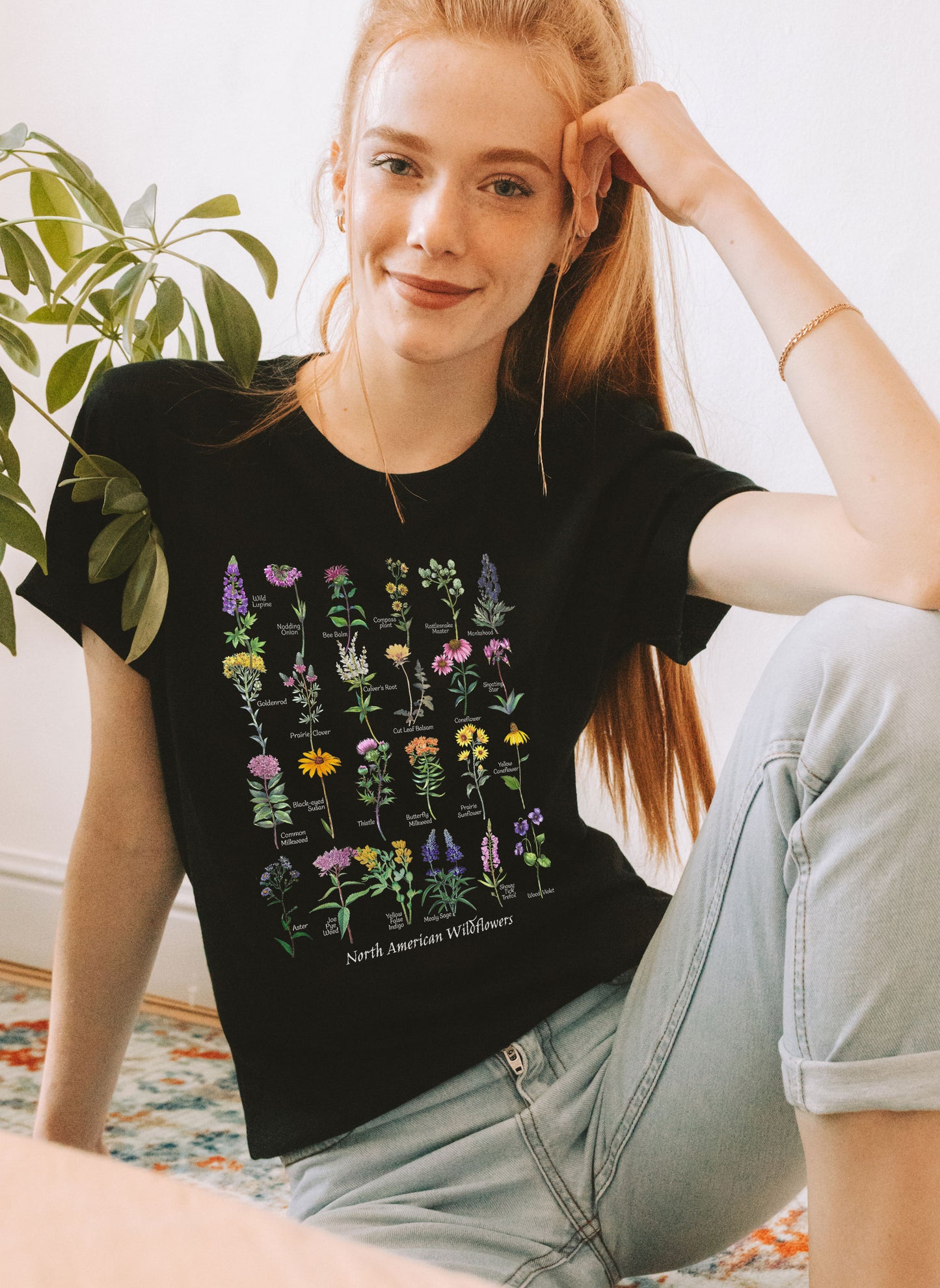 Native Wildflowers North America, Native plants t-shirt, Wildflower botanical chart hand-drawn flower conservation naturalist gardener gift