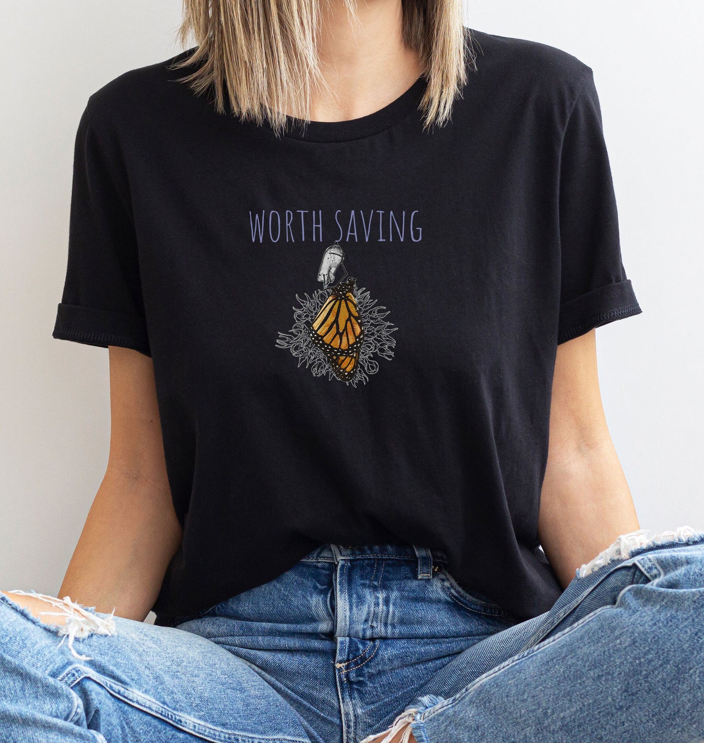 Worth Saving Monarch Butterfly tee, Save the Earth, pollinators & bees, conservation gardening shirt, native plants for ecology plant lover