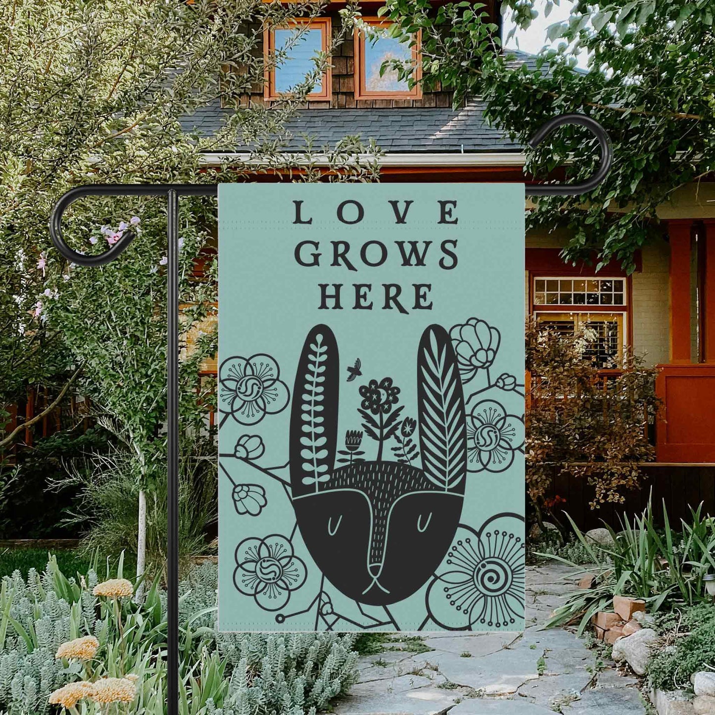 Love Grows Here Garden Flag Banner, Welcoming Yard Decor to Brighten Any Day. Human Rights Belong to Us All. Celebrate Nature & Equality