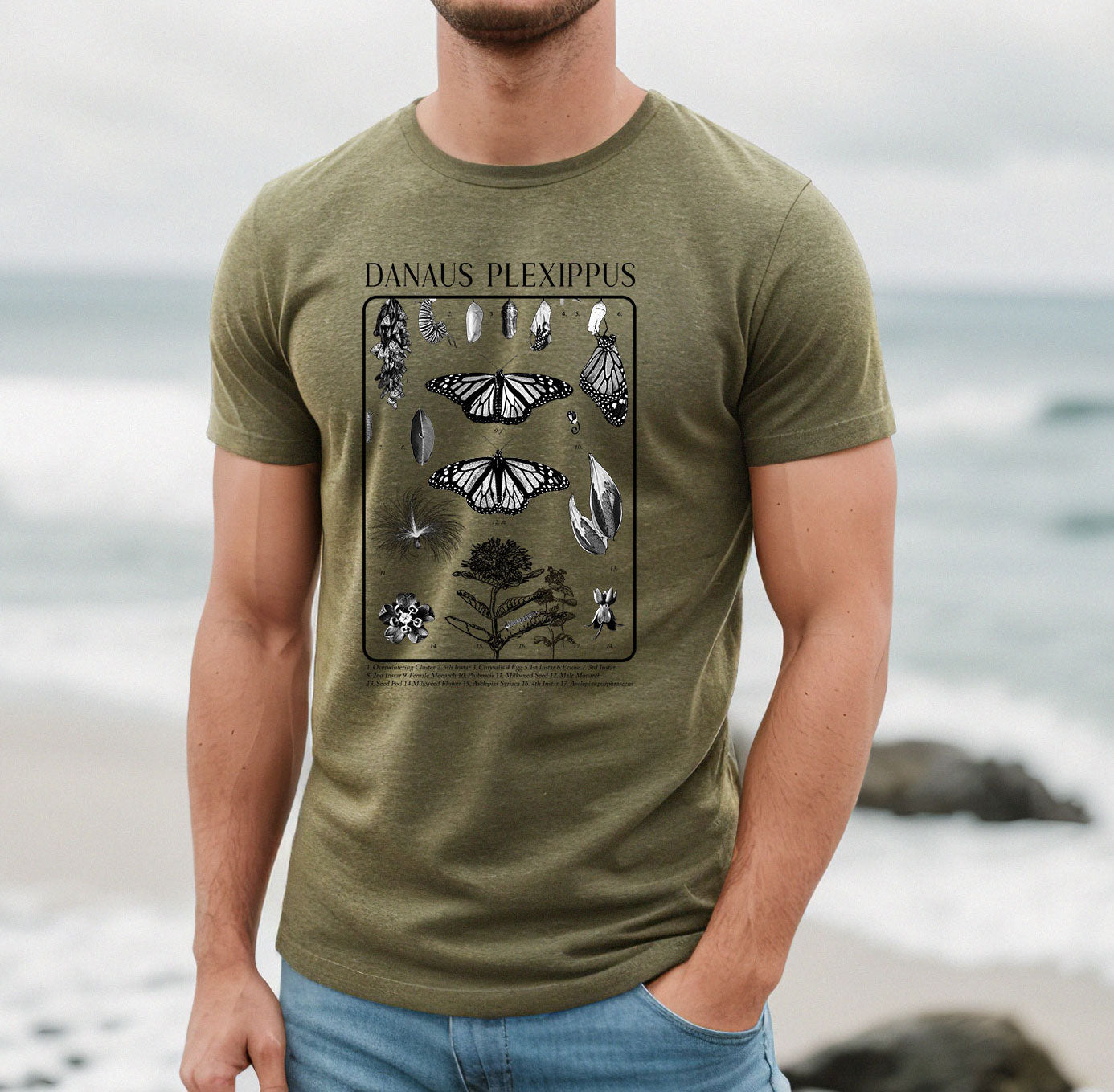 Monarch Butterfly, Danaus Plexippus, Tee, Nature lovers t shirt, Gardener's Gift, Environment, Wildflower, entomology, academia