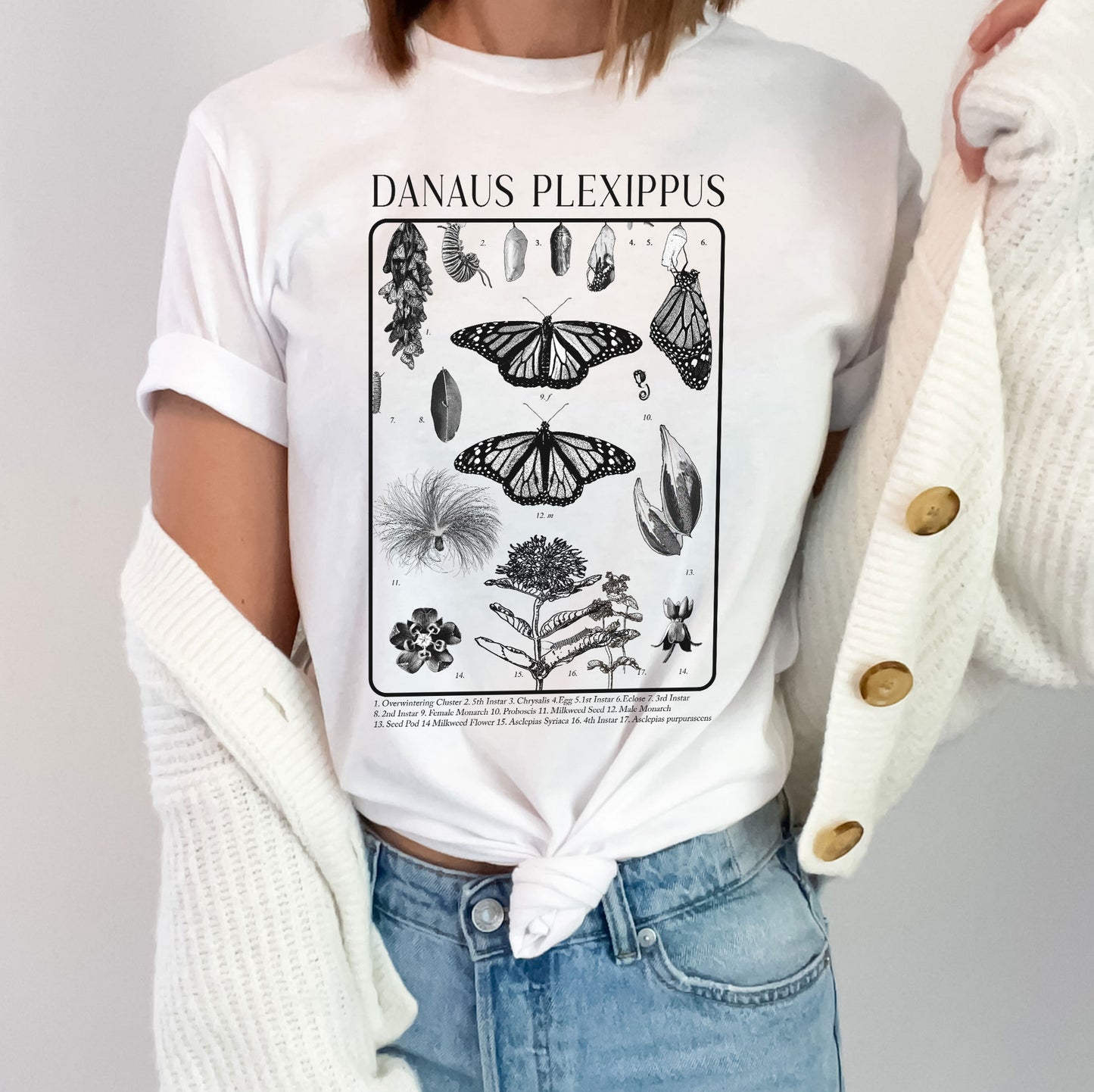 Monarch Butterfly, Danaus Plexippus, Tee, Nature lovers t shirt, Gardener's Gift, Environment, Wildflower, entomology, academia