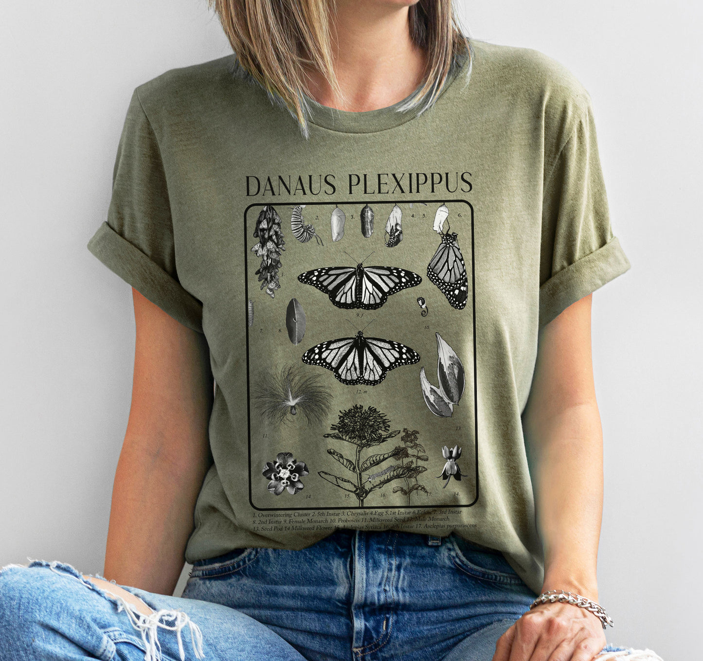 Monarch Butterfly, Danaus Plexippus, Tee, Nature lovers t shirt, Gardener's Gift, Environment, Wildflower, entomology, academia