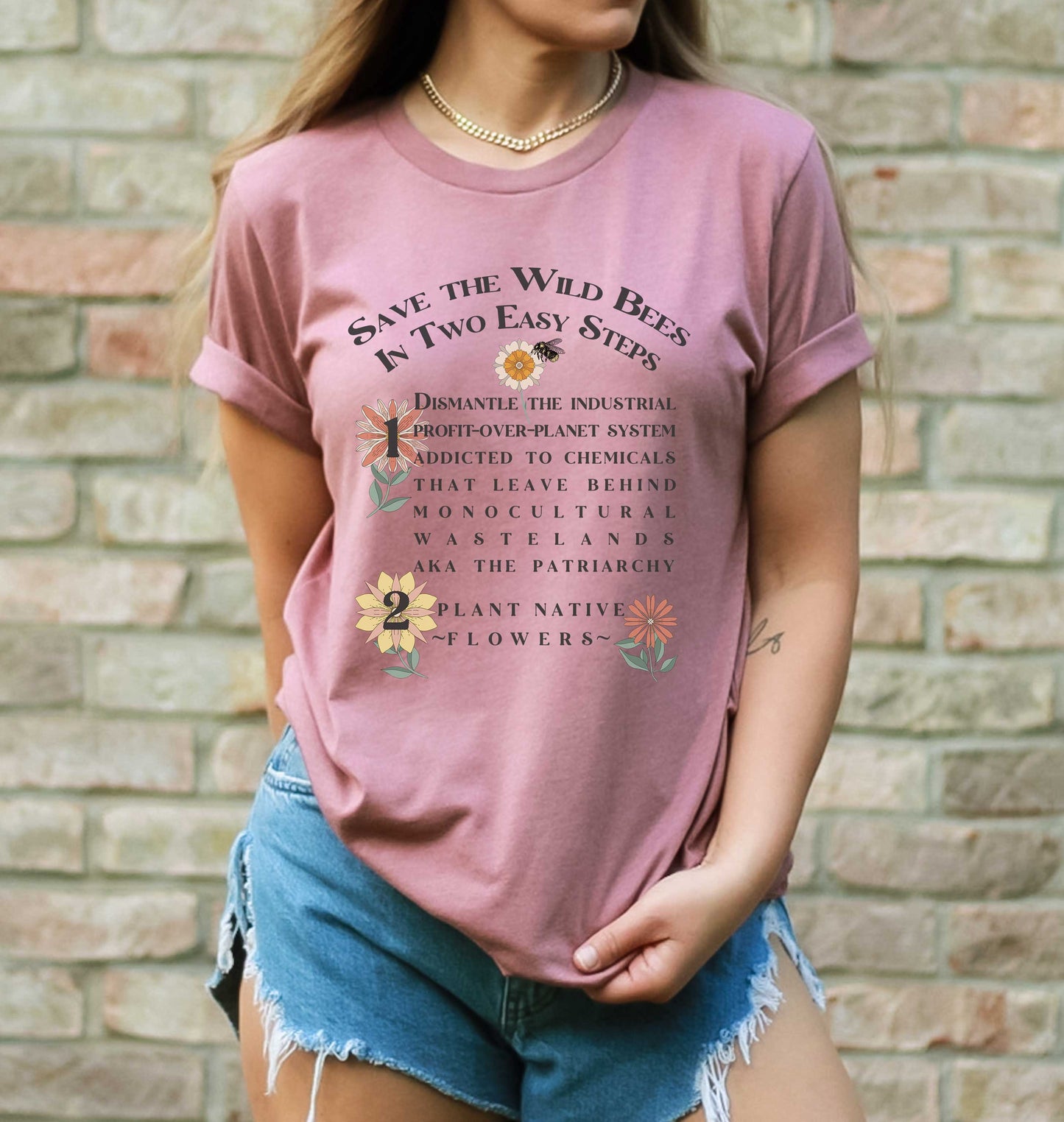 Save Wild Bees tee, Nature t-shirt for conservation, Environmental science gift for ecological teachers, gardeners, In 2 Easy Steps!