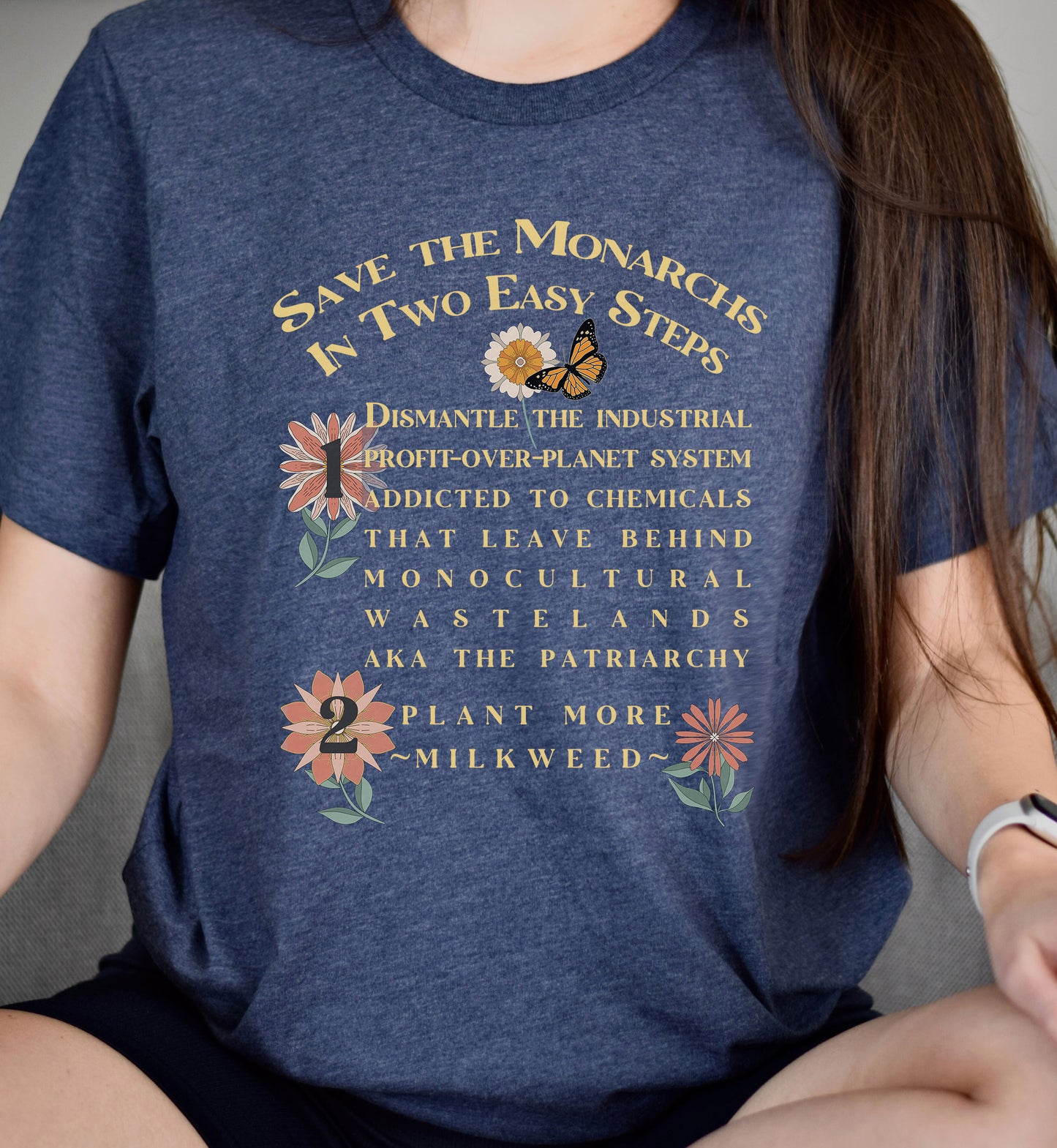 Save Monarchs tee, Nature t-shirt for conservation, Environmental science gift for ecological teachers, gardeners, In 2 Easy Steps!