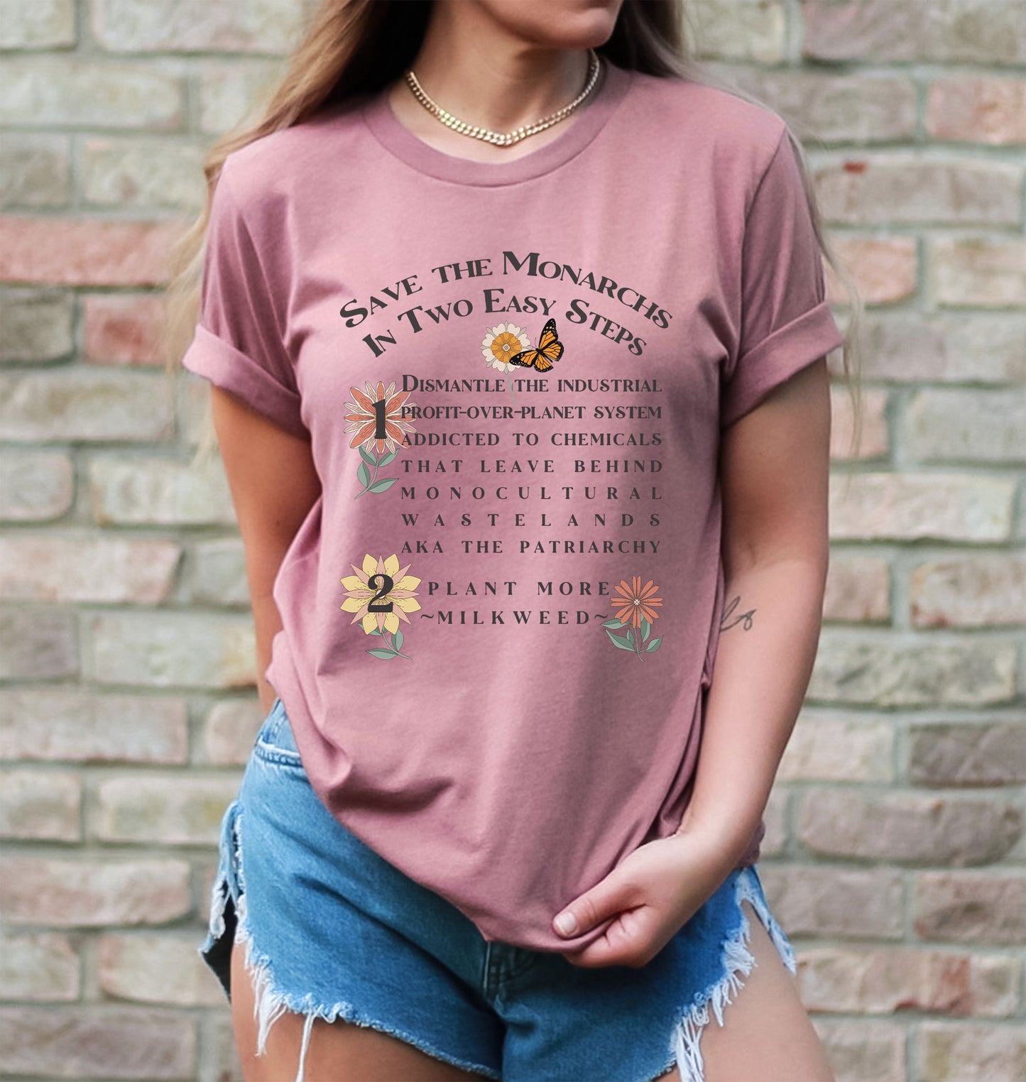 Save Monarchs tee, Nature t-shirt for conservation, Environmental science gift for ecological teachers, gardeners, In 2 Easy Steps!