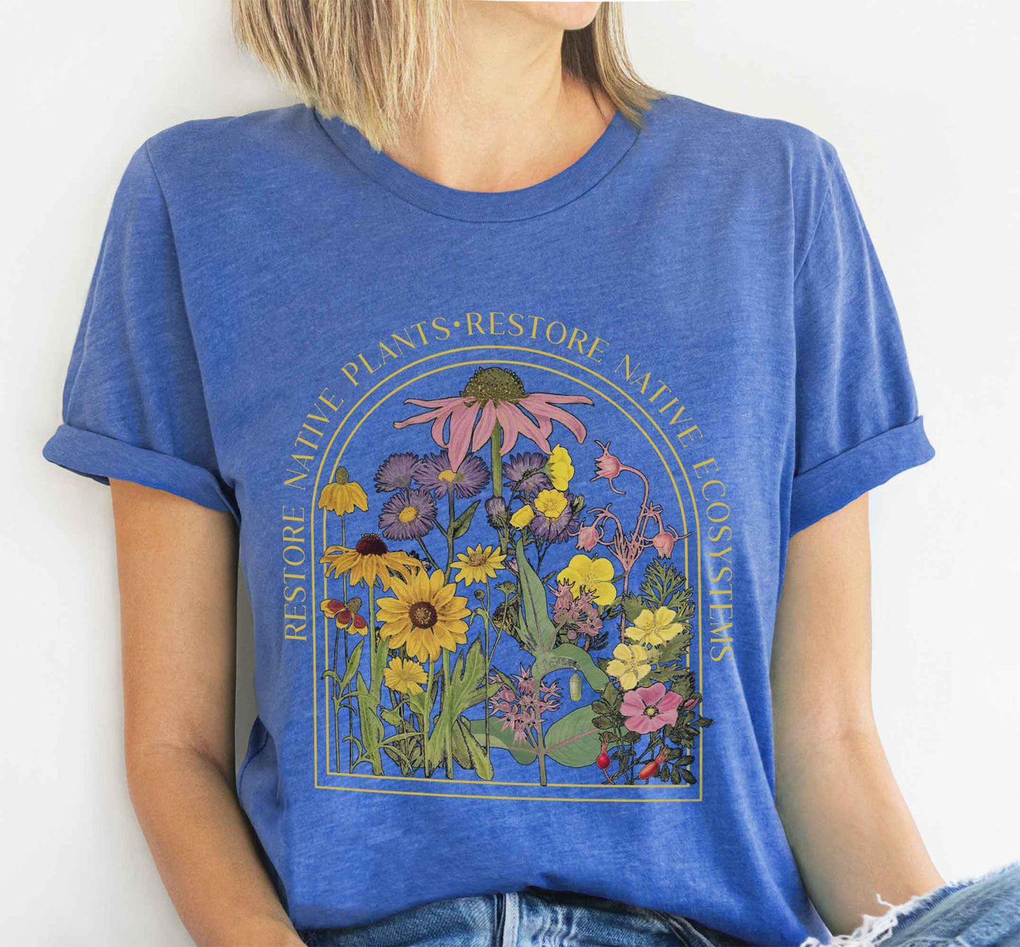 Save Native Plants Tee, Conservation, ecology, Nature Lover, Naturalist, Environment, Gardener gift, Monarch chrysalis, gift for Mom