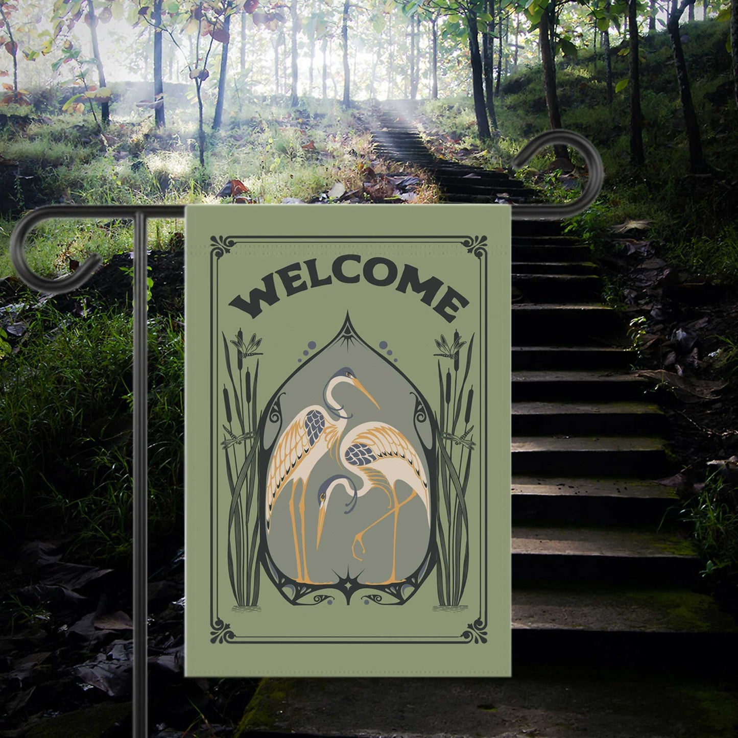 Welcome Flag House Banner, Earth Positivity Garden Message for Conservation of Birds, Bees, Butterflies, and Native Ecosystems