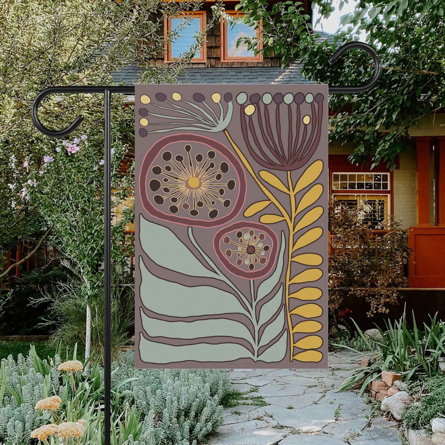 Modern Botanical House Banner,Modern Scandi Garden House Flag, Scandinavian Flower Market Gardener. Spring Yard Decor to Bring Some Elegant Aesthetic into the Home