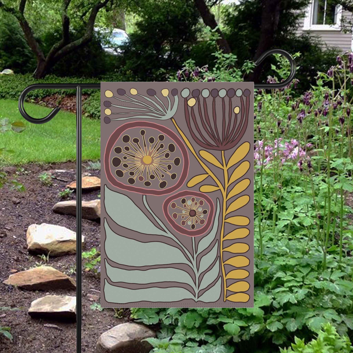 Modern Botanical House Banner,Modern Scandi Garden House Flag, Scandinavian Flower Market Gardener. Spring Yard Decor to Bring Some Elegant Aesthetic into the Home