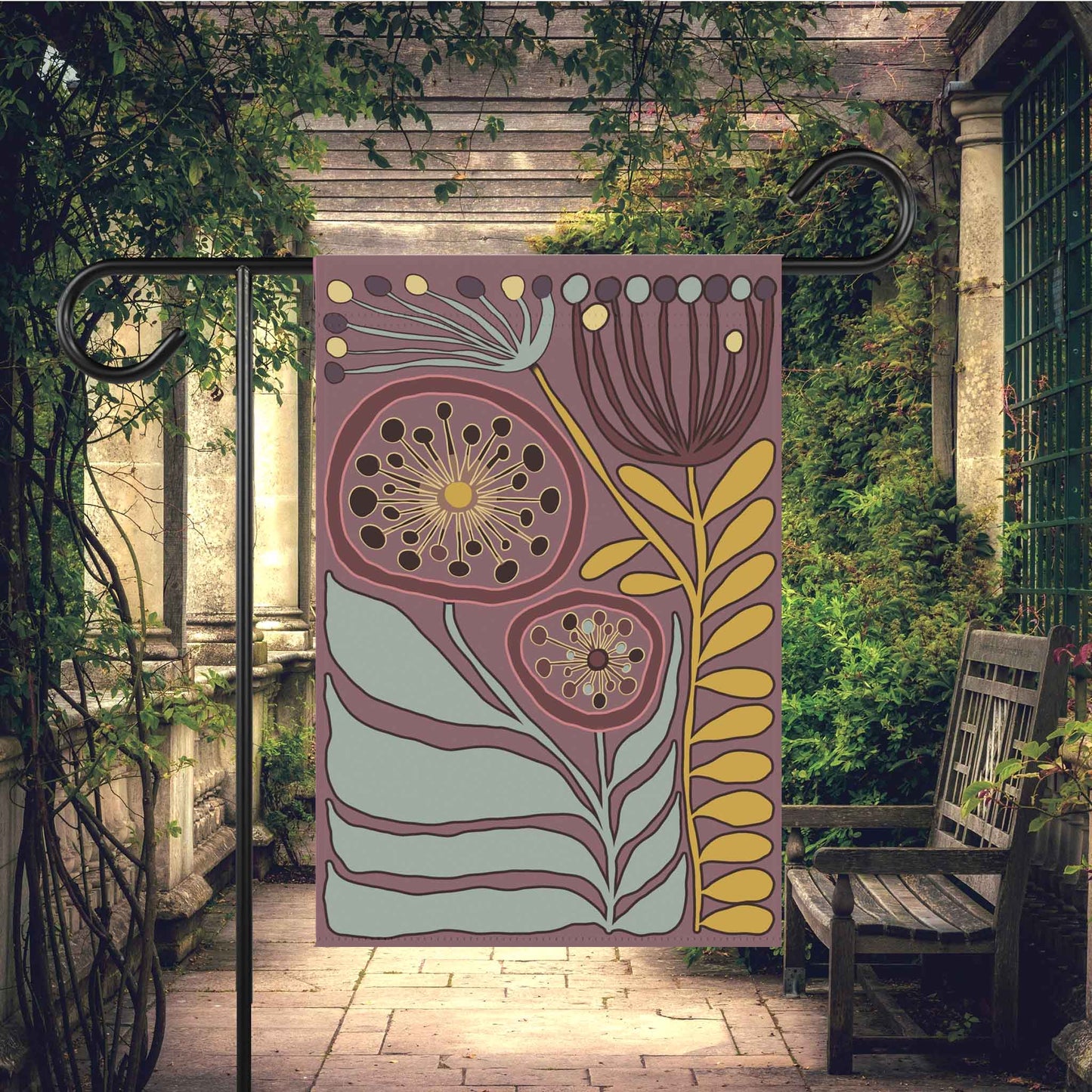 Modern Botanical House Banner,Modern Scandi Garden House Flag, Scandinavian Flower Market Gardener. Spring Yard Decor to Bring Some Elegant Aesthetic into the Home