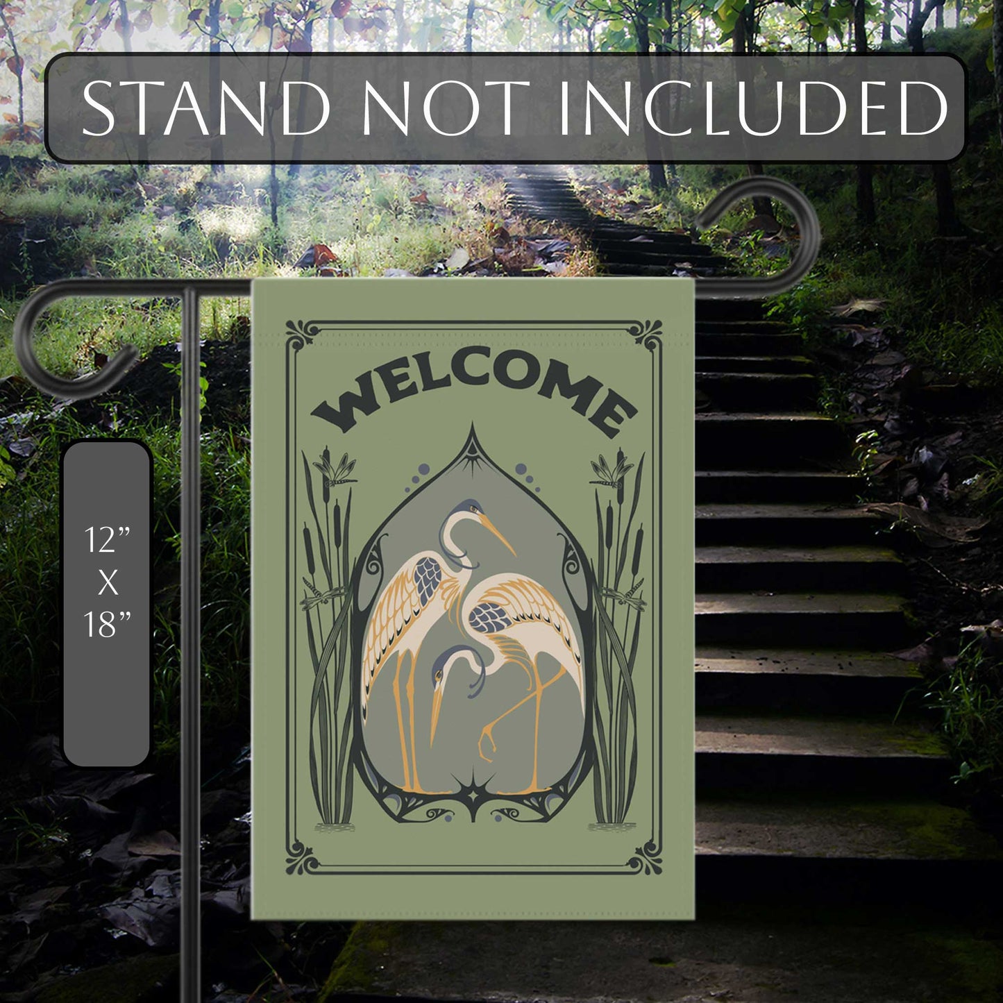 Welcome Flag House Banner, Earth Positivity Garden Message for Conservation of Birds, Bees, Butterflies, and Native Ecosystems
