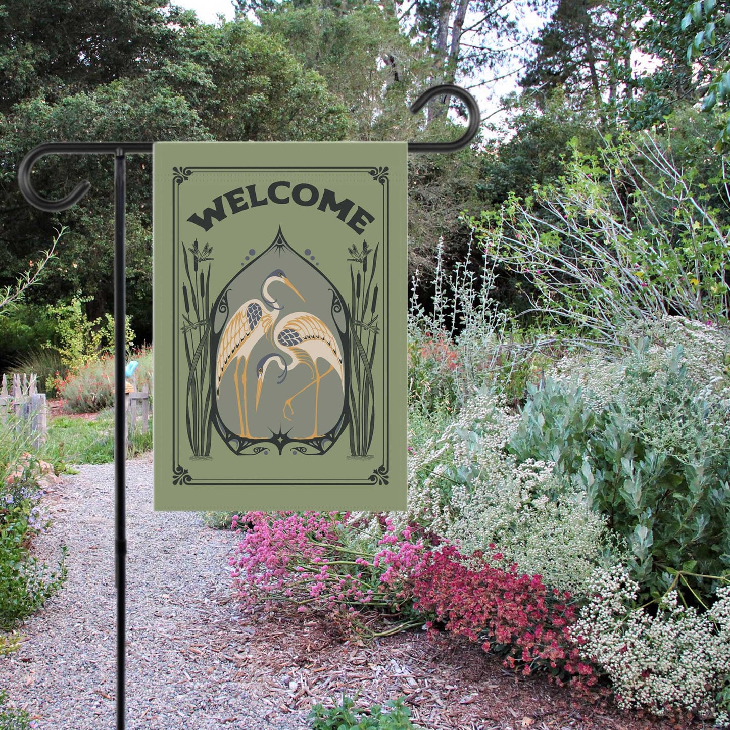 Welcome Flag House Banner, Earth Positivity Garden Message for Conservation of Birds, Bees, Butterflies, and Native Ecosystems