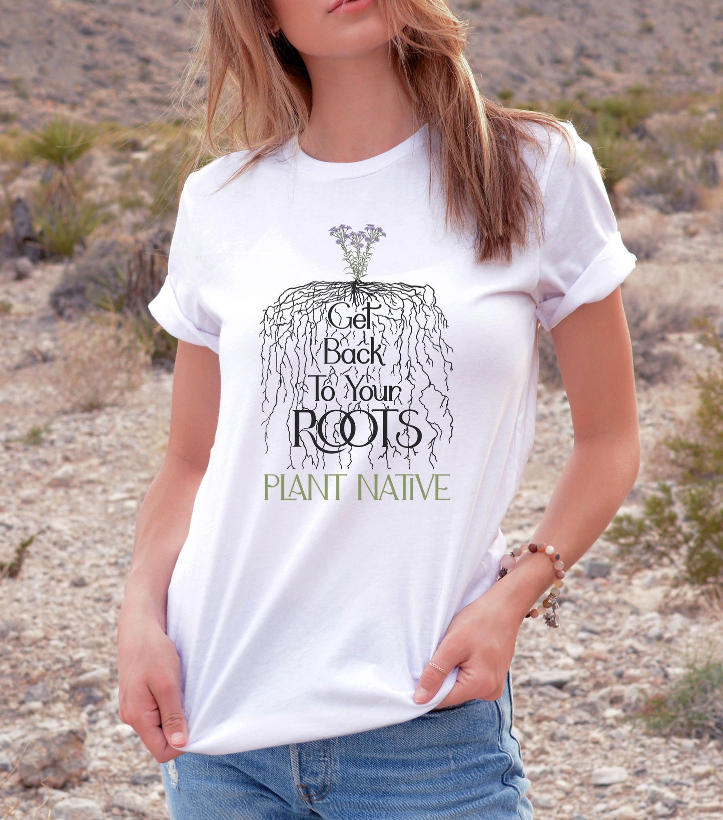 Plant Native, Get Back to Your Roots tee, Nature t-shirt for conservation, Environmental science gift for ecological teachers & gardeners.