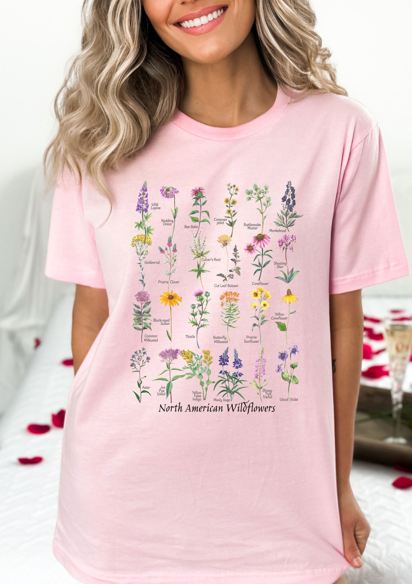 Native Wildflowers North America, Native plants t-shirt, Wildflower botanical chart hand-drawn flower conservation naturalist gardener gift