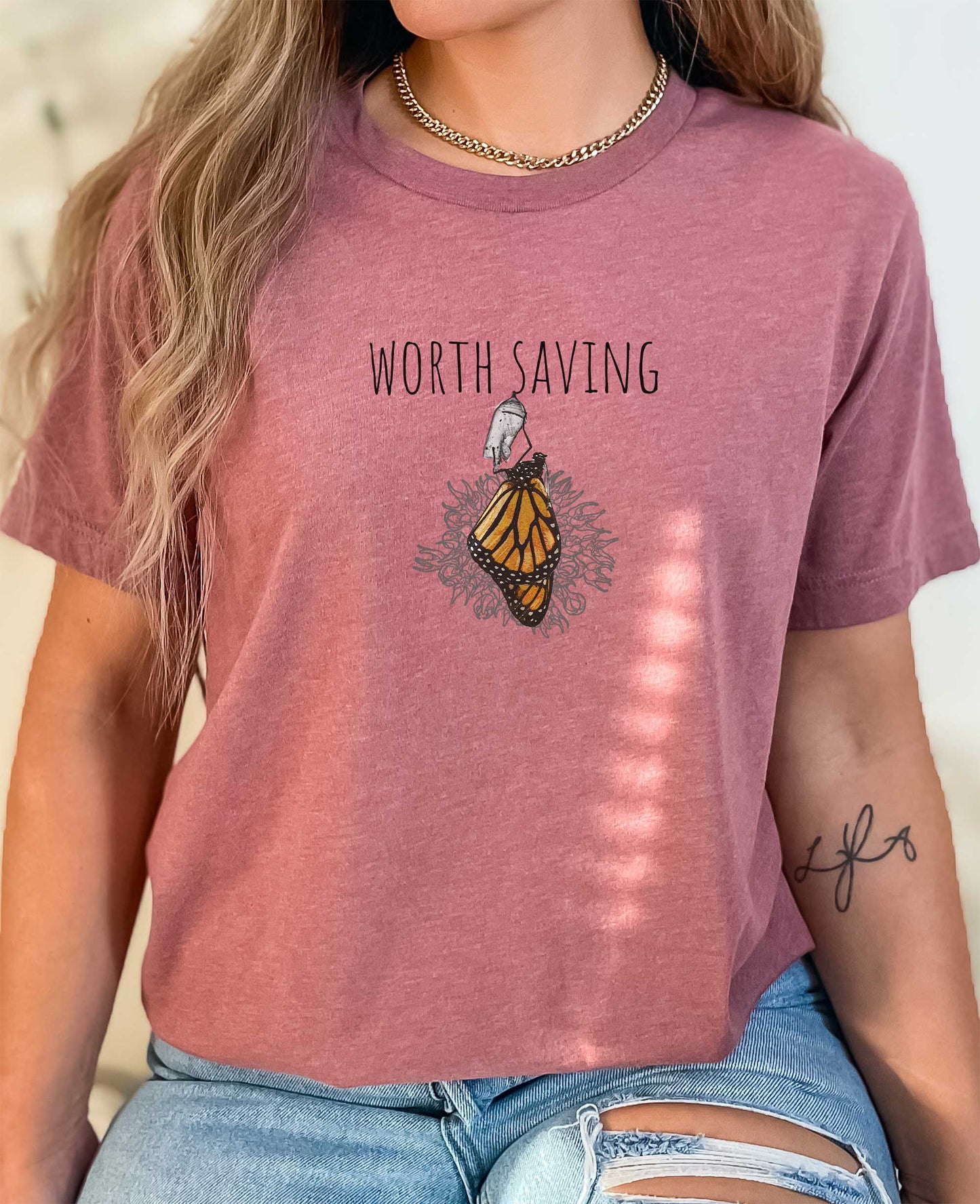 Worth Saving Monarch Butterfly tee, Save the Earth, pollinators & bees, conservation gardening shirt, native plants for ecology plant lover