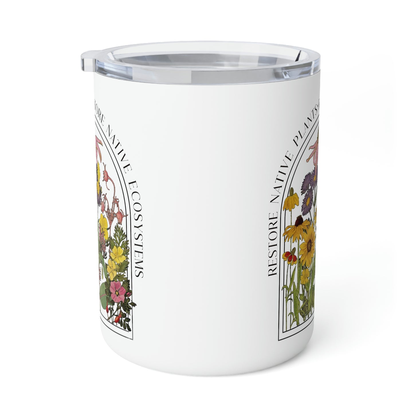 Save Native Plants Insulated Coffee Mug, Conservation, Nature Lover, Naturalist, Environment, Gardener gift, Monarch chrysalis, gift for Mom