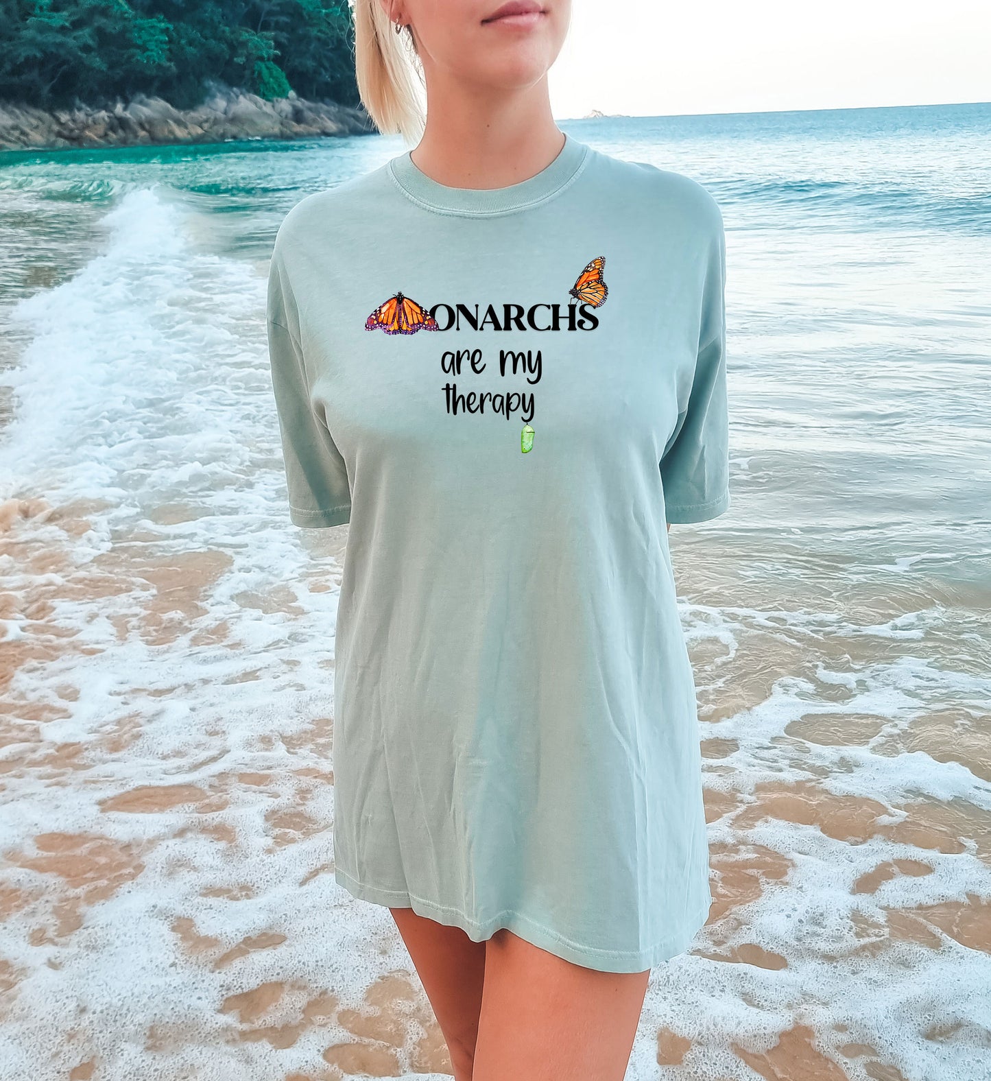 Monarchs are my Therapy Unisex T-shirt, Nature Lover's Gift, Comfort Tee, Butterfly Art Shirt, Conservation, Environmental Cause Shirt