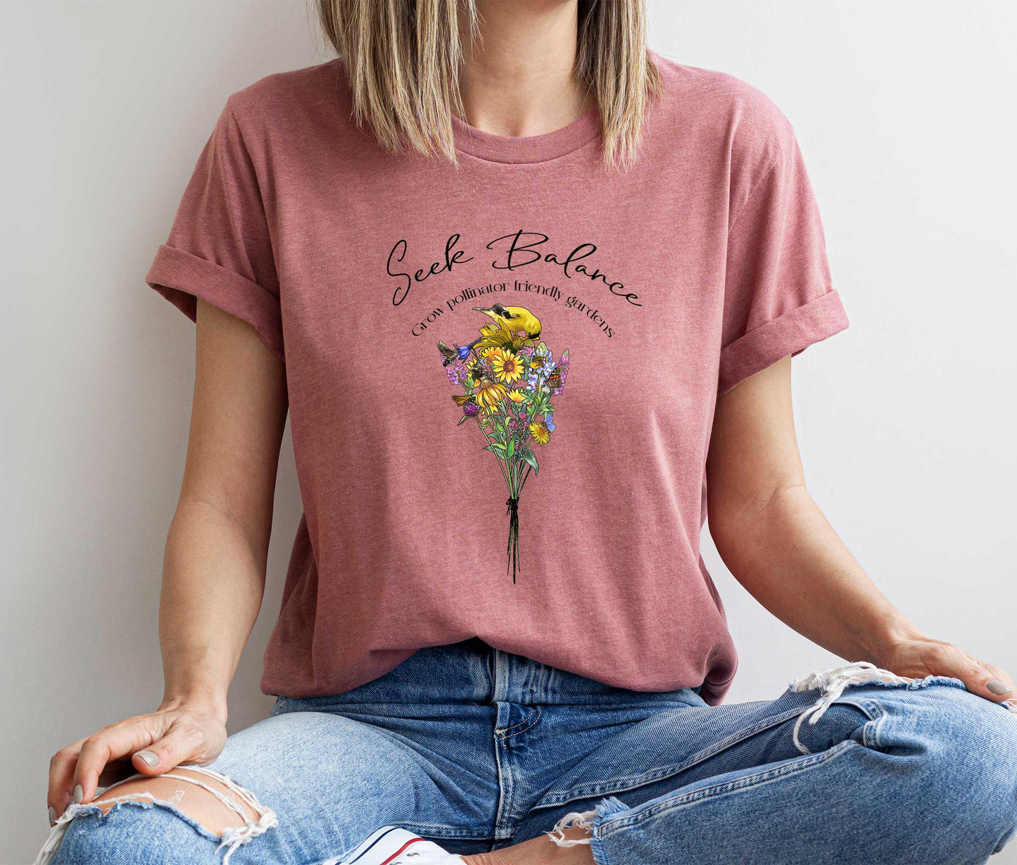 Friendly pollinators native plant short sleeve tee, gardener's gift, plant lover, save the bees, entomologist, ecology, conservation,