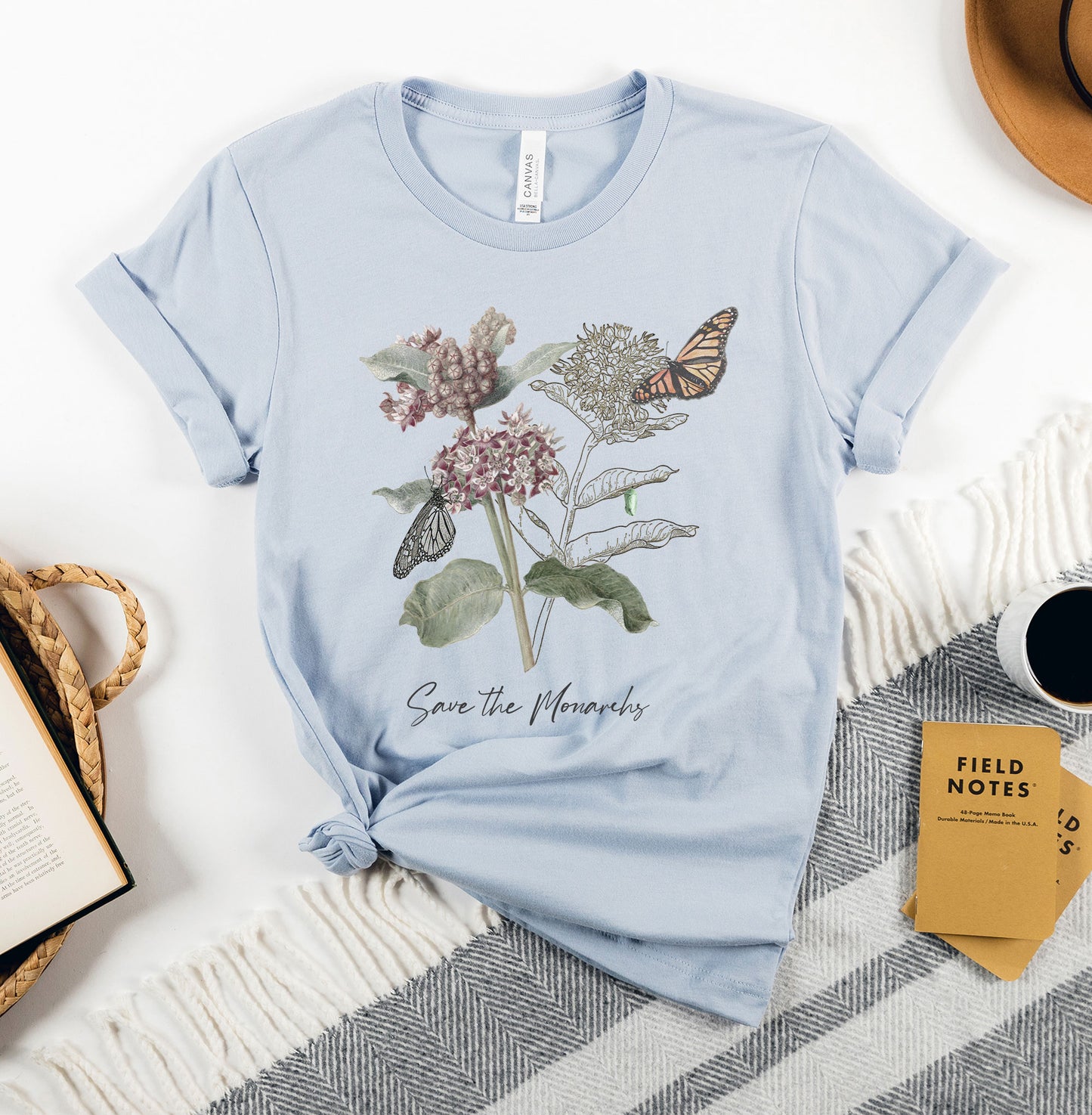 Save the Monarchs Milkweed shirt, Monarch butterfly chrysalis botanical tee gardening gift conservationist naturalist biologist t-shirt