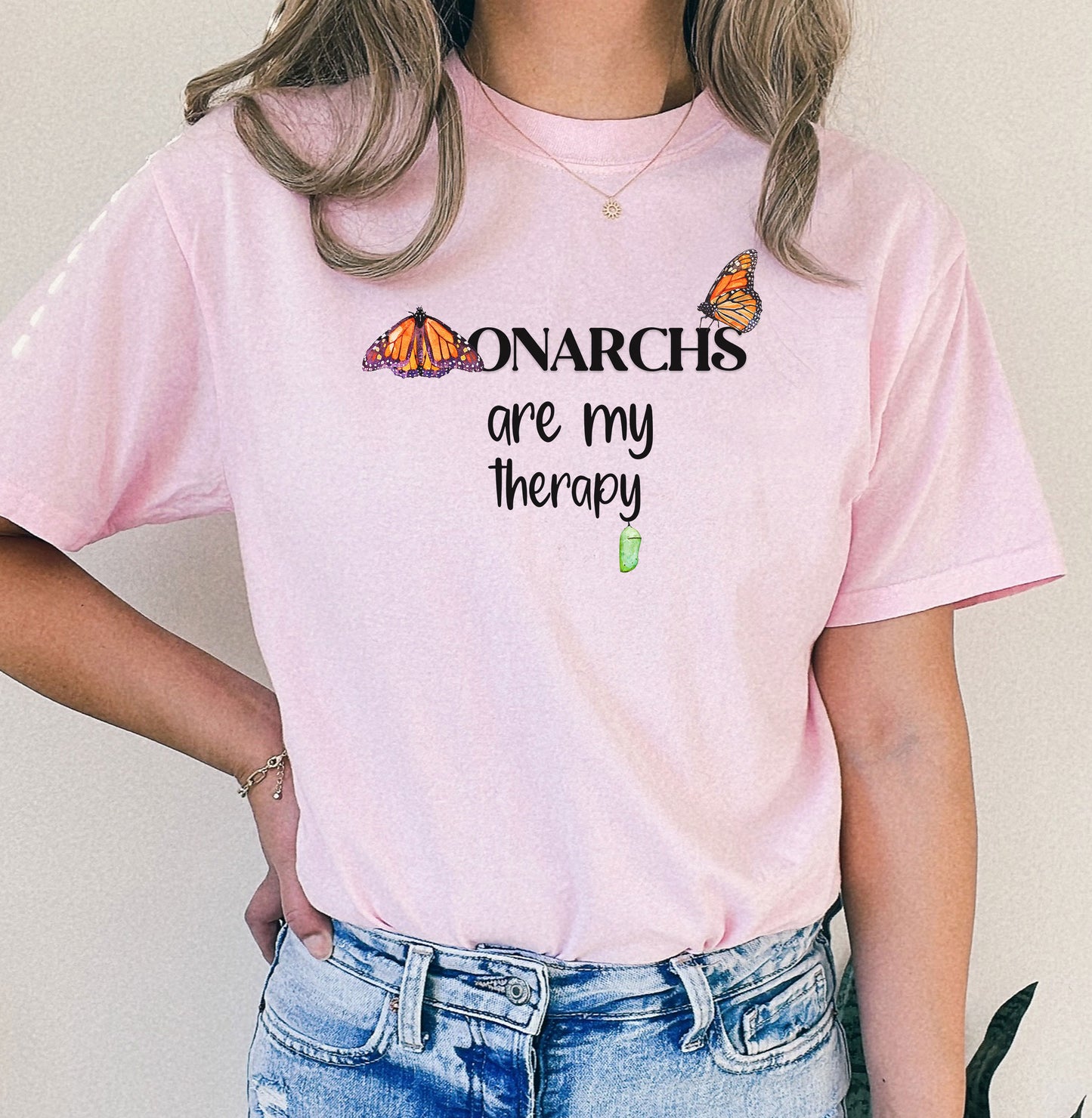 Monarchs are my Therapy Unisex T-shirt, Nature Lover's Gift, Comfort Tee, Butterfly Art Shirt, Conservation, Environmental Cause Shirt