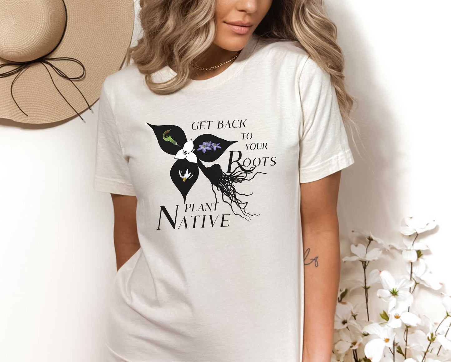 Native Plants Roots Short Sleeve Tee, Nature lovers t shirt, Gardening Gift, Environment, Wildflower Prairie, Conservation, gift for Mom