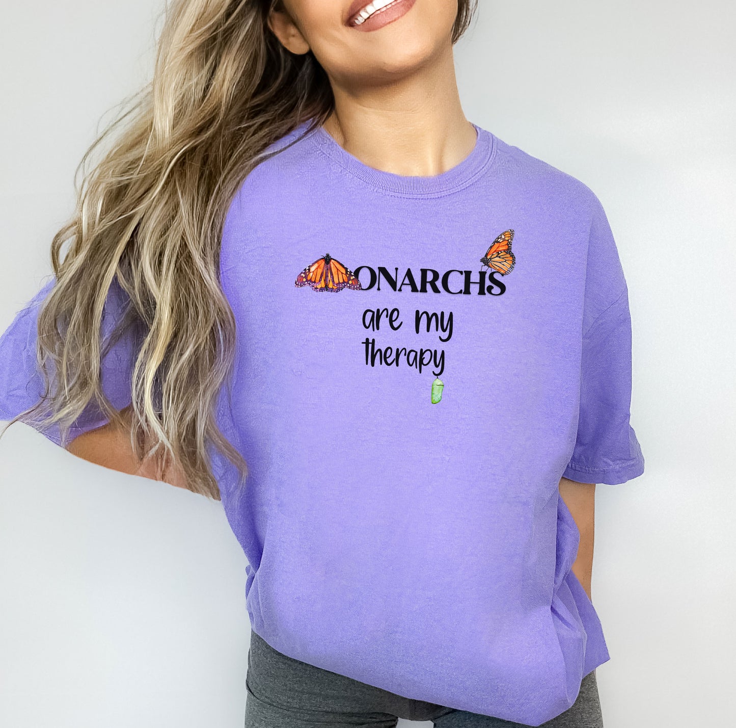 Monarchs are my Therapy Unisex T-shirt, Nature Lover's Gift, Comfort Tee, Butterfly Art Shirt, Conservation, Environmental Cause Shirt