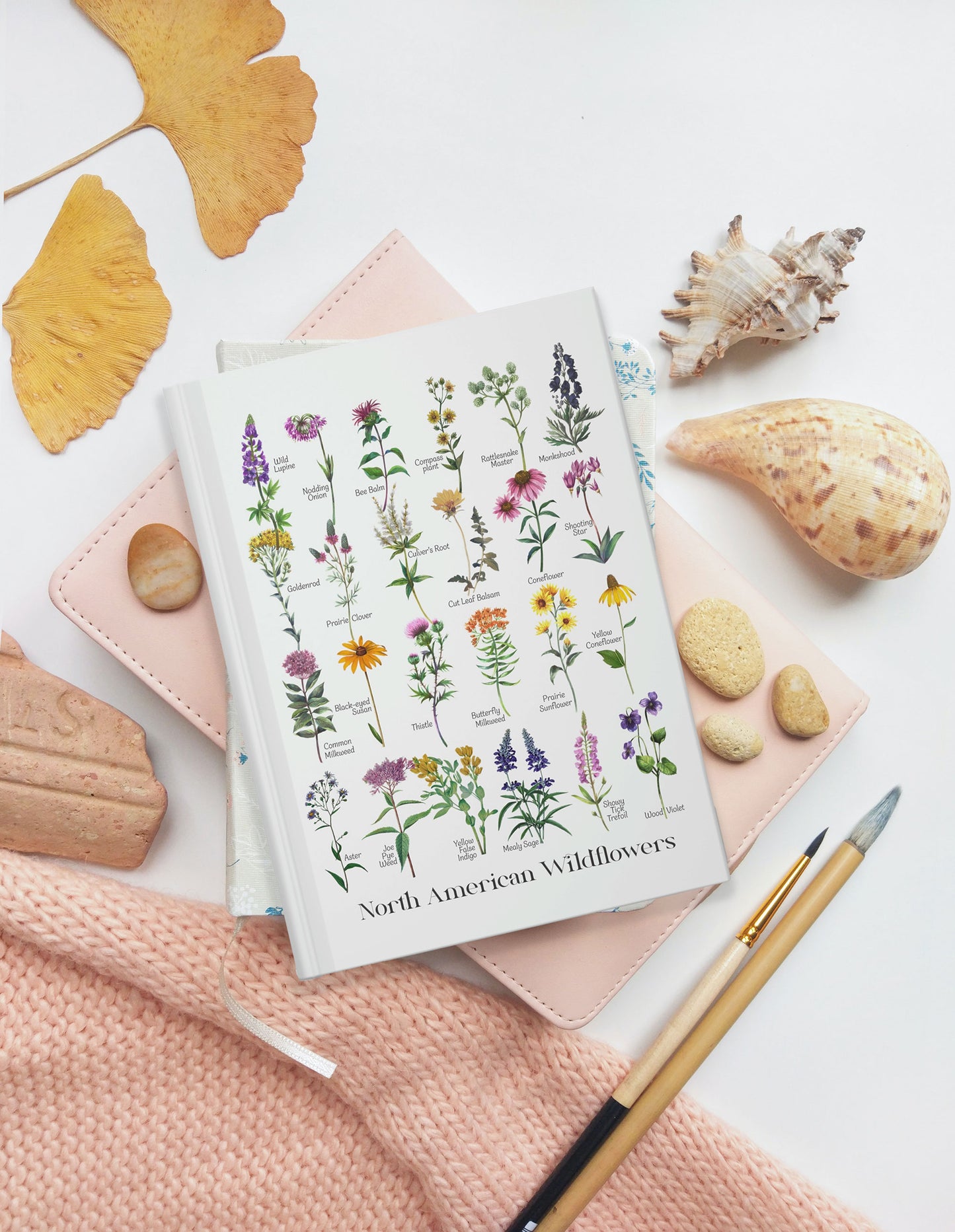 North American Wildflowers Hardcover Journal, botanical chart, plant lover's gift, nature lovers, trendy journal hand-drawn flower conservation naturalist gardener gift