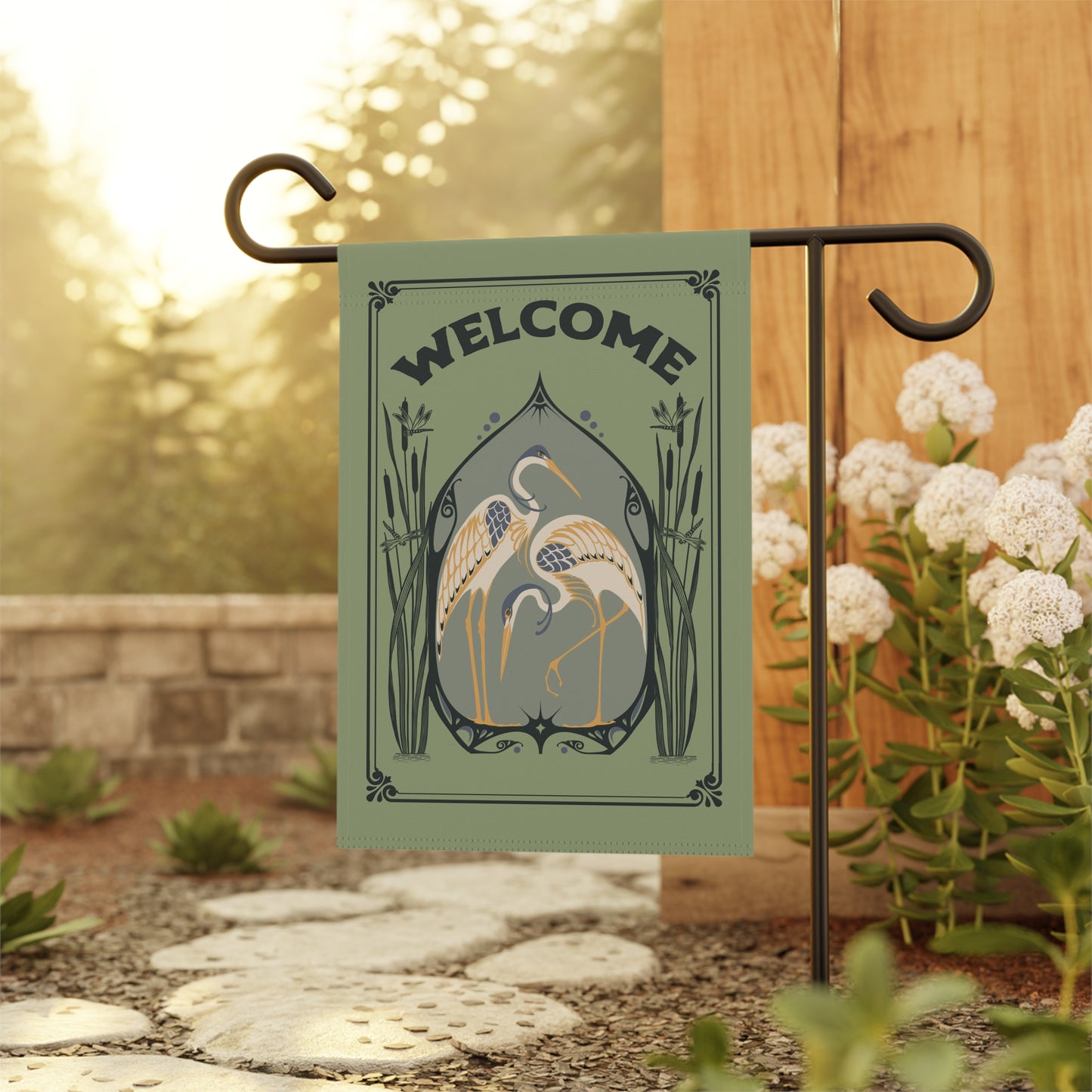 Welcome Flag House Banner, Earth Positivity Garden Message for Conservation of Birds, Bees, Butterflies, and Native Ecosystems