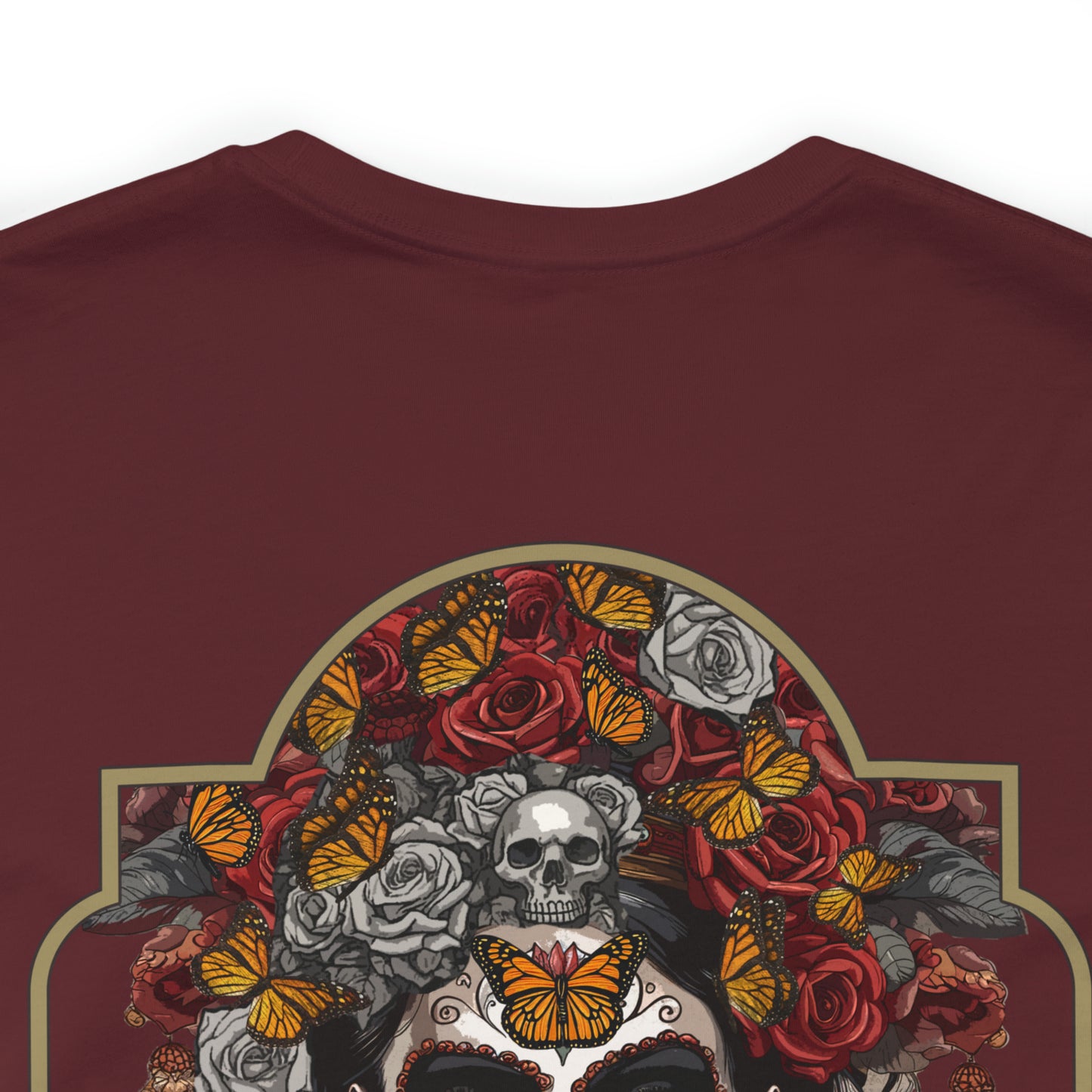 Day of the Dead Unisex Short Sleeve Tee, The Return of Mexico's Monarch Messengers. Halloween Sugar Skull, Grunge, Streetstyle t-shirt