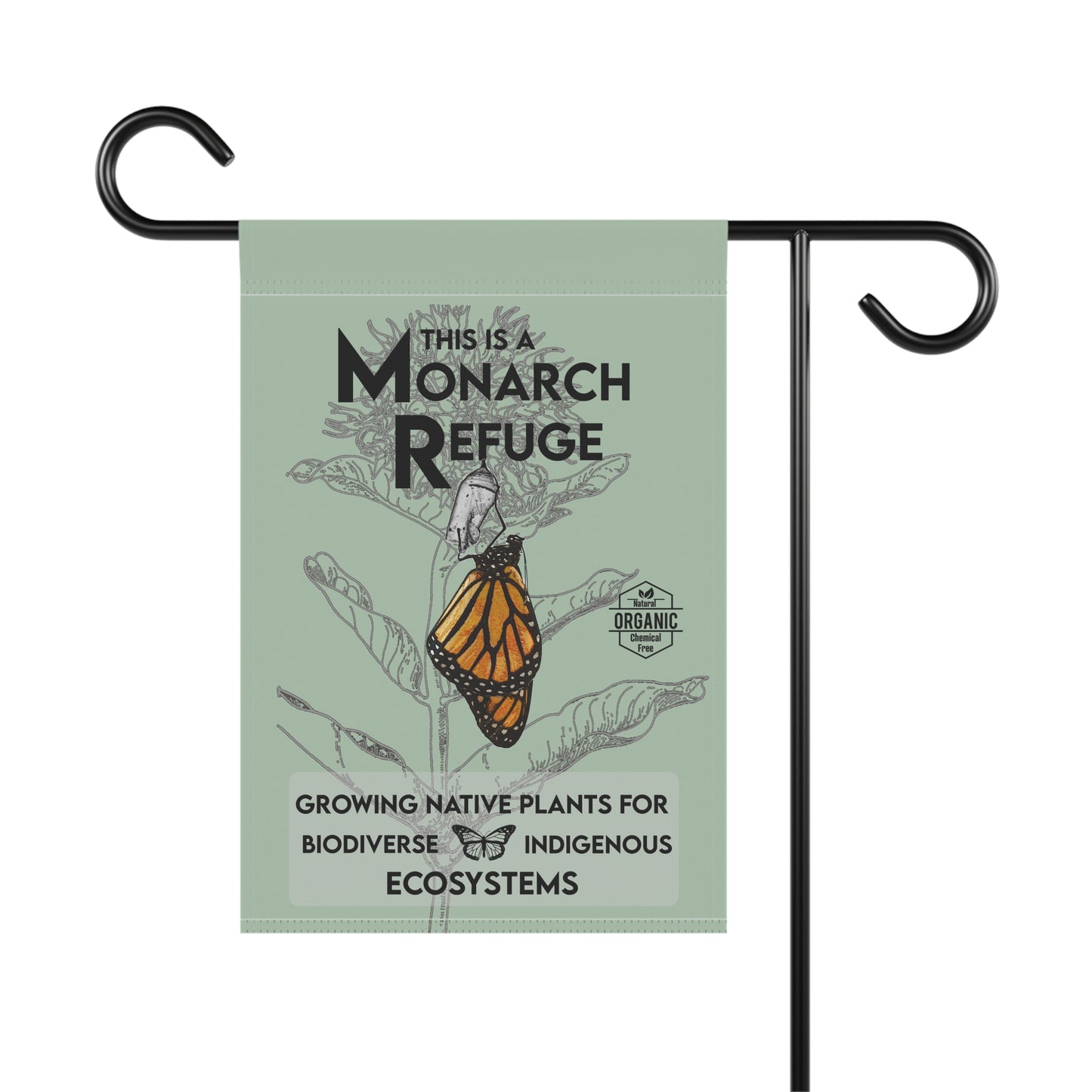 Monarch Refuge Garden & House Banner, Save the Monarchs native plant banner. Educational sign to help encourage Monarch conservation