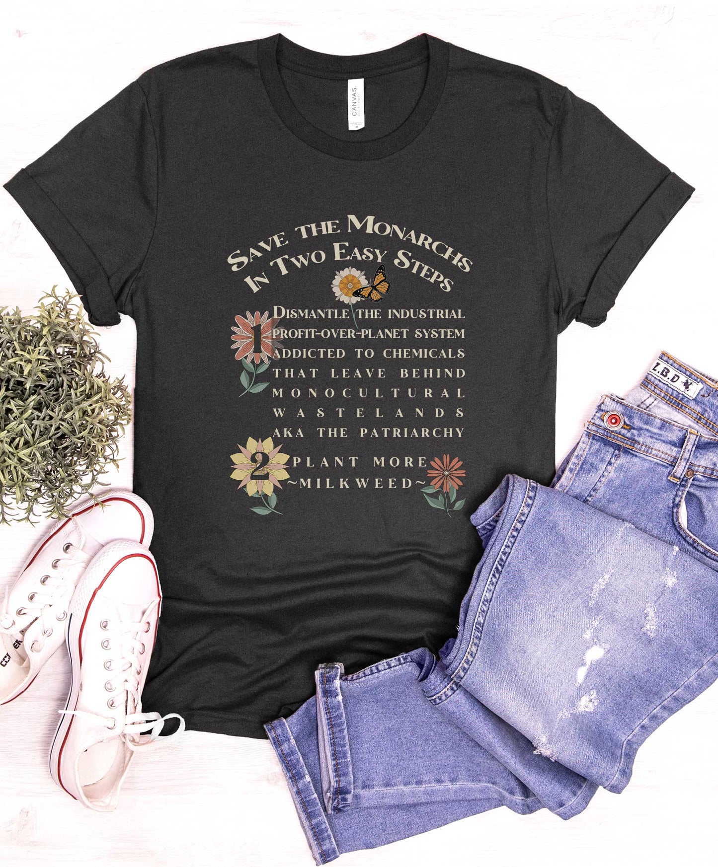 Save Monarchs tee, Nature t-shirt for conservation, Environmental science gift for ecological teachers, gardeners, In 2 Easy Steps!