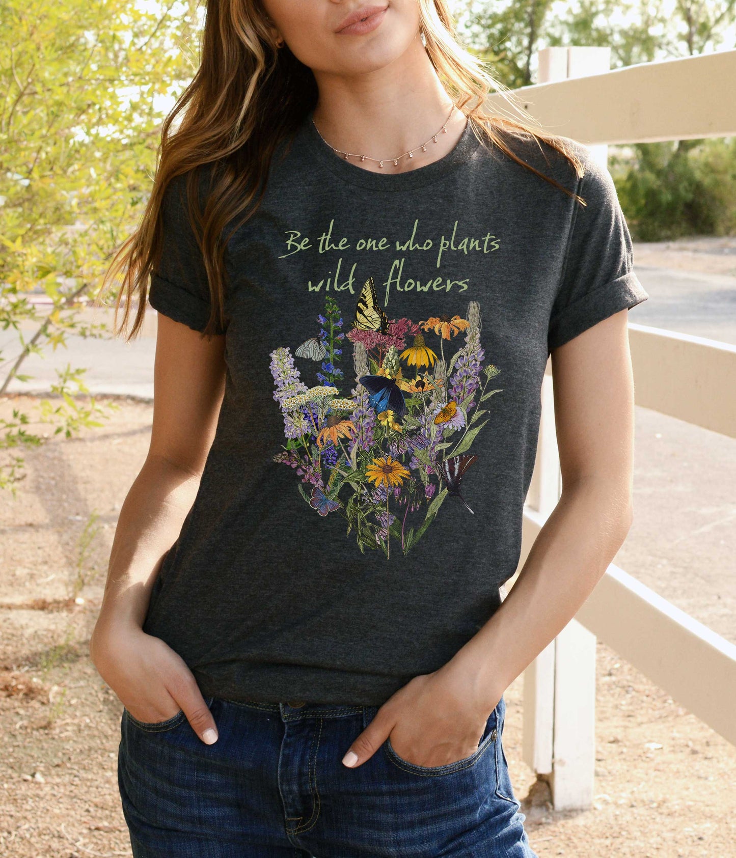 Naturalist Butterfly Garden tee shirt, Native Plants, Swallowtail, Ecology, Conservation, Positivity, Save the Bees, garden gift