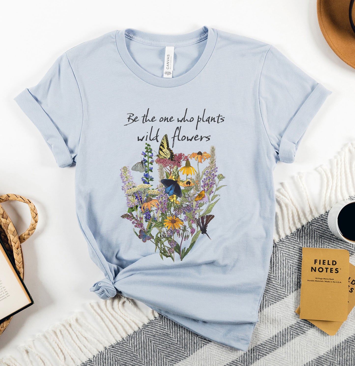 Naturalist Butterfly Garden tee shirt, Native Plants, Swallowtail, Ecology, Conservation, Positivity, Save the Bees, garden gift