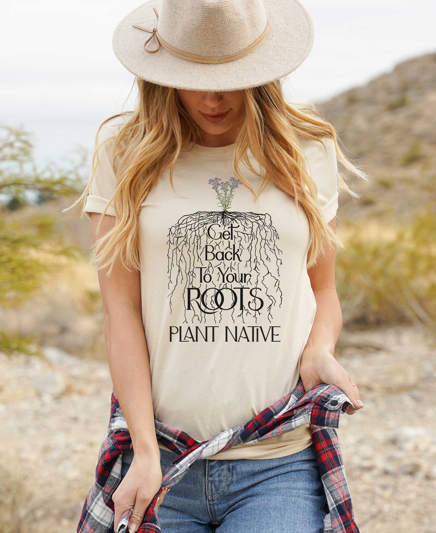 Plant Native, Get Back to Your Roots tee, Nature t-shirt for conservation, Environmental science gift for ecological teachers & gardeners.