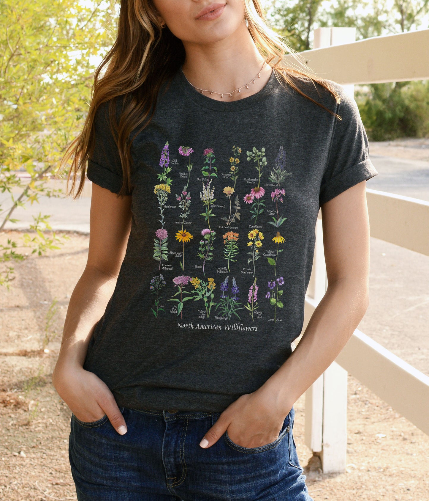 Native Wildflowers North America, Native plants t-shirt, Wildflower botanical chart hand-drawn flower conservation naturalist gardener gift