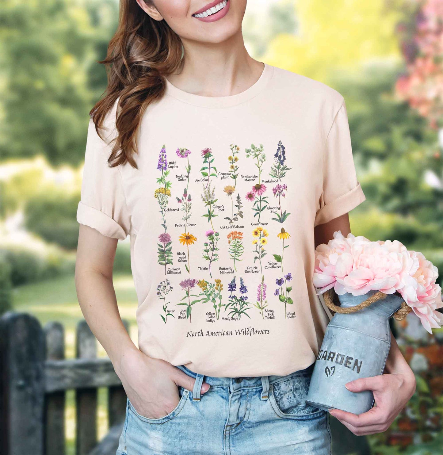 Native Wildflowers North America, Native plants t-shirt, Wildflower botanical chart hand-drawn flower conservation naturalist gardener gift