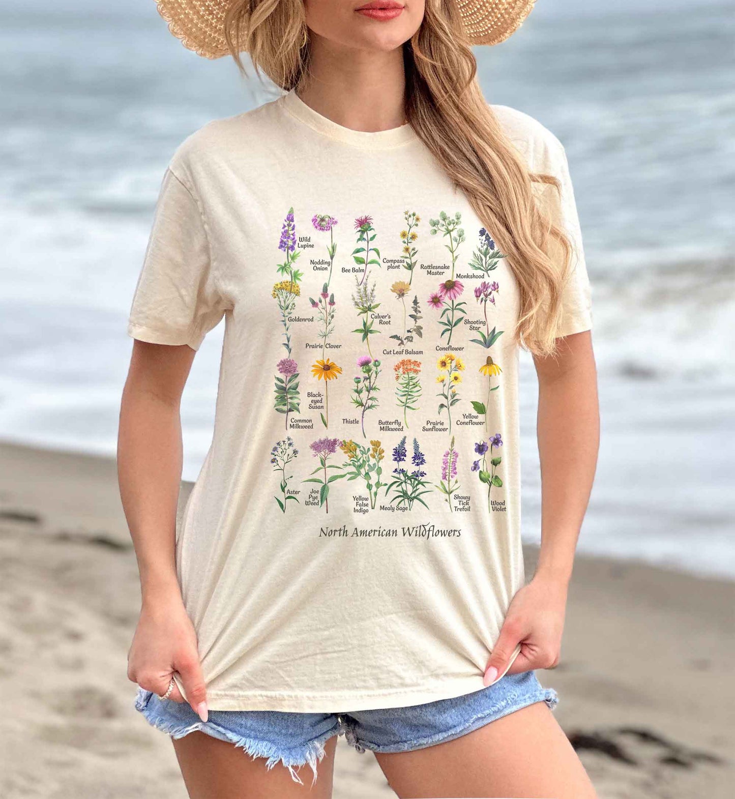 Native Wildflowers North America, Native plants t-shirt, Wildflower botanical chart hand-drawn flower conservation naturalist gardener gift