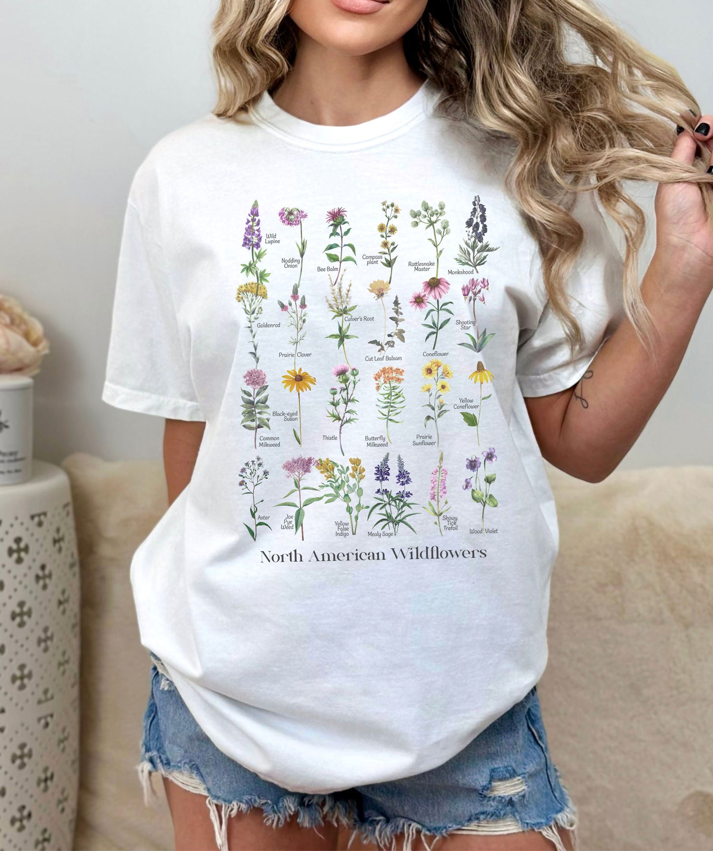 Native Wildflowers North America, Native plants t-shirt, Wildflower botanical chart hand-drawn flower conservation naturalist gardener gift