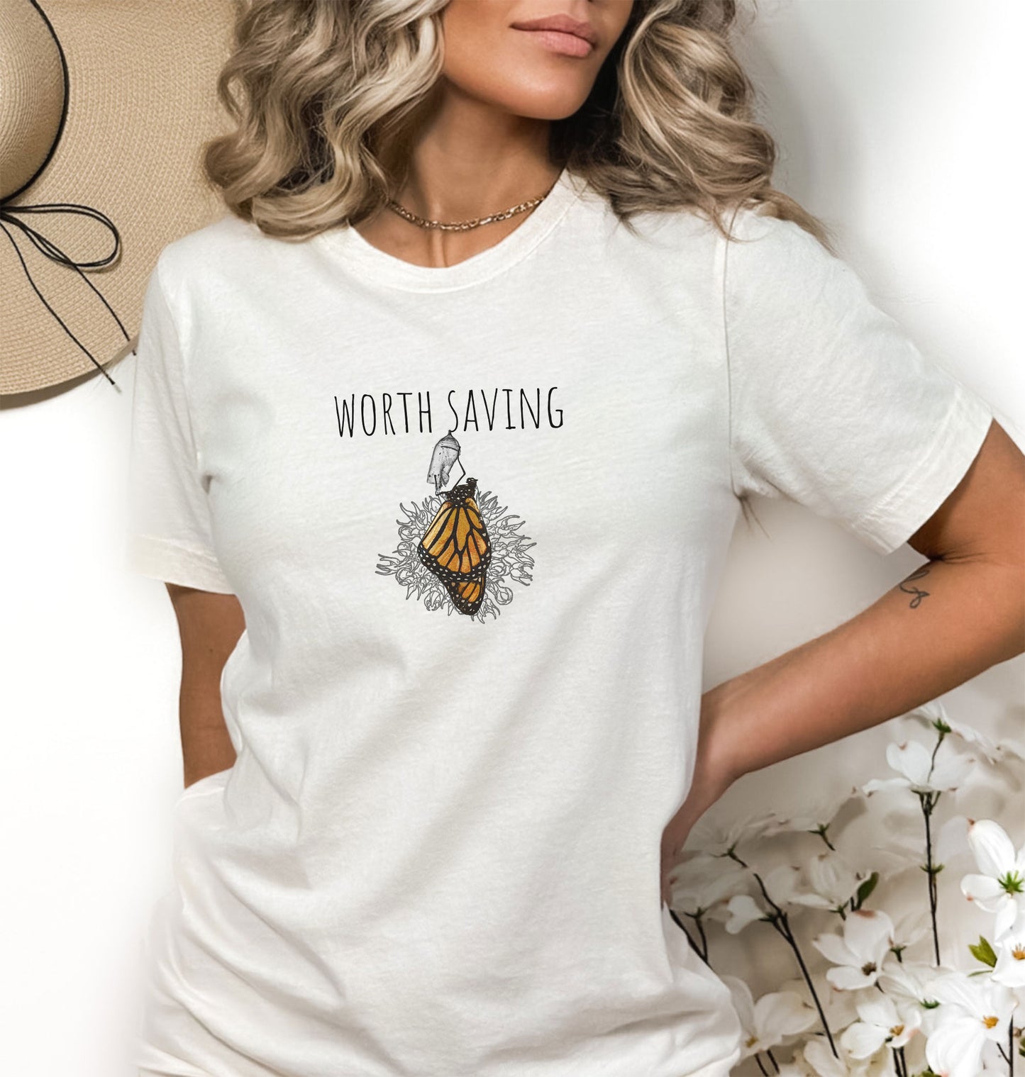 Worth Saving Monarch Butterfly tee, Save the Earth, pollinators & bees, conservation gardening shirt, native plants for ecology plant lover