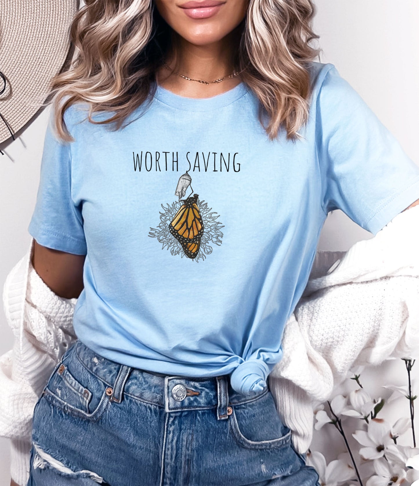 Worth Saving Monarch Butterfly tee, Save the Earth, pollinators & bees, conservation gardening shirt, native plants for ecology plant lover