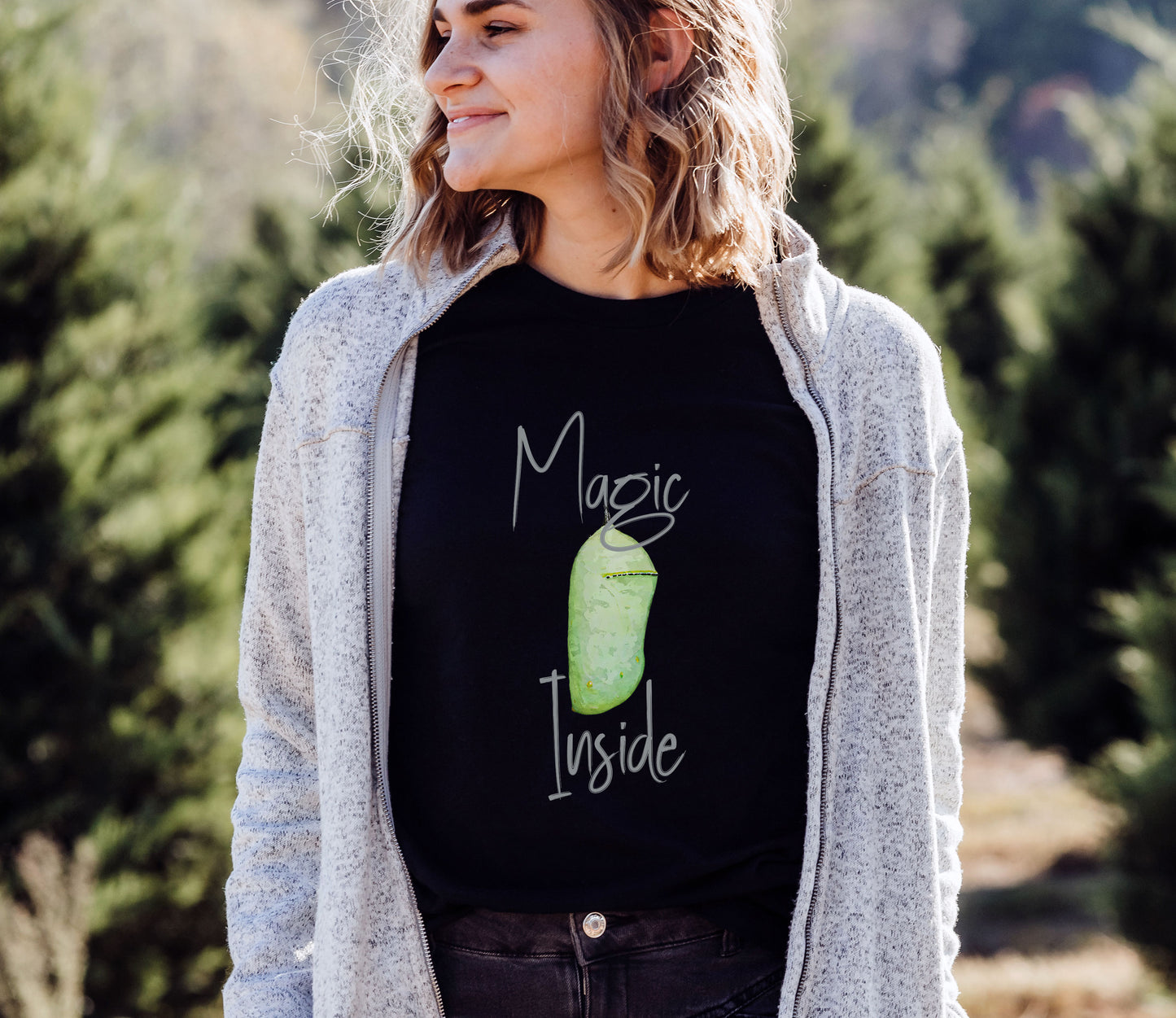 Magic Inside Unisex Jersey Short Sleeve Tee, Monarch butterfly, chrysalis, Nature lovers t shirt, Gardener's Gift, Environment