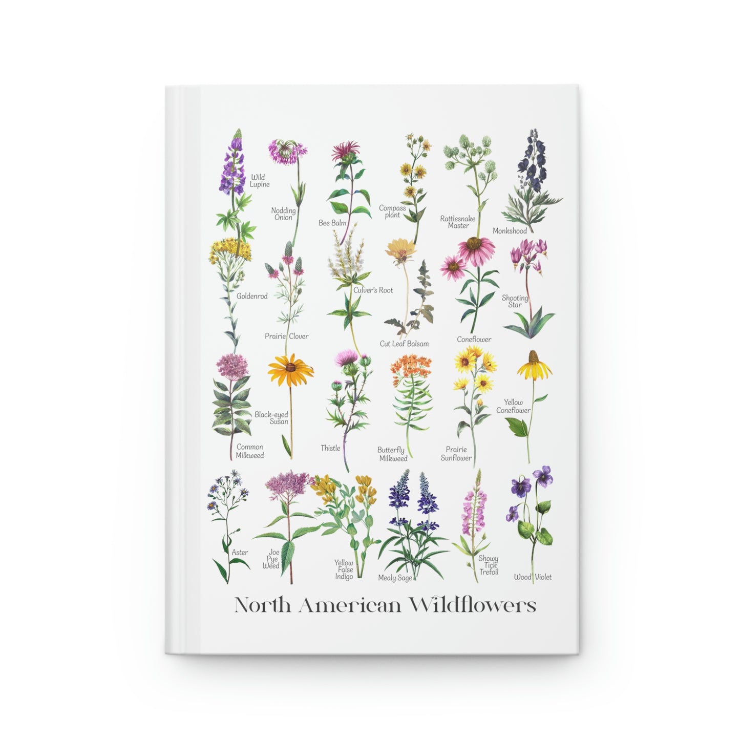 North American Wildflowers Hardcover Journal, botanical chart, plant lover's gift, nature lovers, trendy journal hand-drawn flower conservation naturalist gardener gift