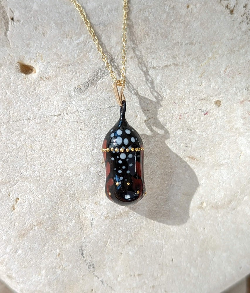 Almost-born Monarch chrysalis pendant - Ancient Child Studios
