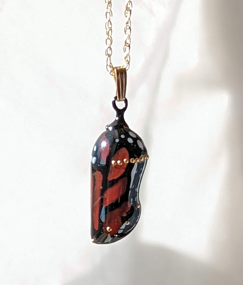 Almost-born Monarch chrysalis pendant - Ancient Child Studios