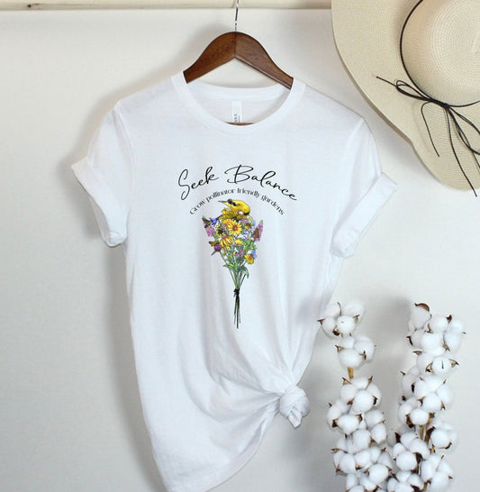 Friendly pollinators native plant short sleeve tee, gardener's gift, plant lover, save the bees, entomologist, ecology, conservation,