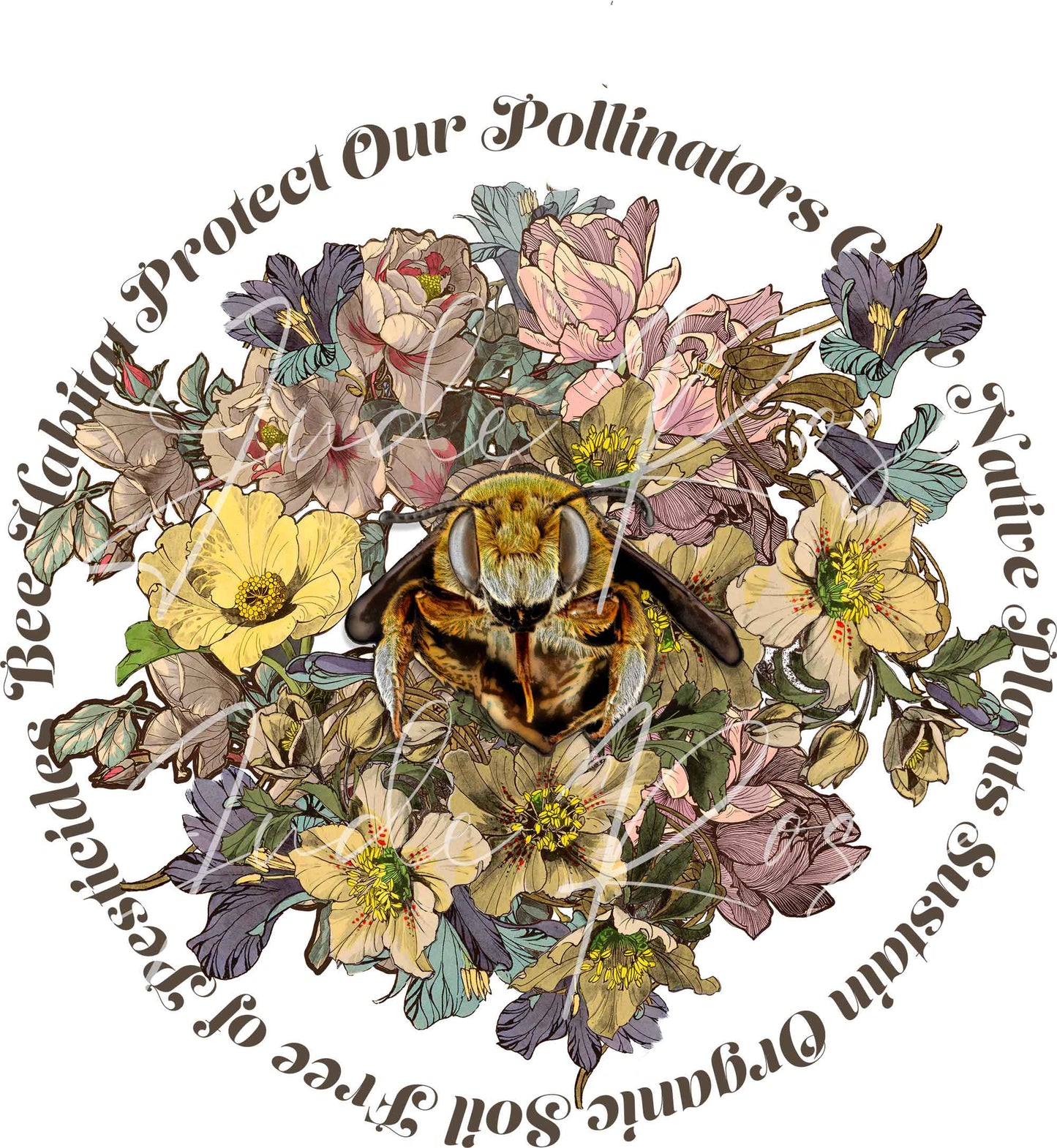 Save Our Pollinators Bee Shirt, Honeybee, Conservation, Environmental, Botanical, Floral, gift for gardener, gift for Mom, naturalist